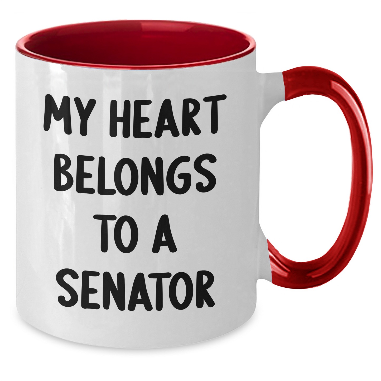 Humorous Senator Gifts, My Heart Belongs To A Senator Two Tone Coffee Mug, Funny Quote for Graduation, Gifts from Friends, Gifts for Senator - Additional