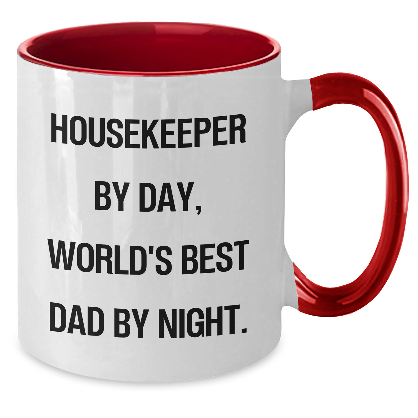 Funny Housekeeper Gifts: Housekeeper By Day, World's Best Dad By Night. Two Tone Coffee Mug for Father's Day - Additional
