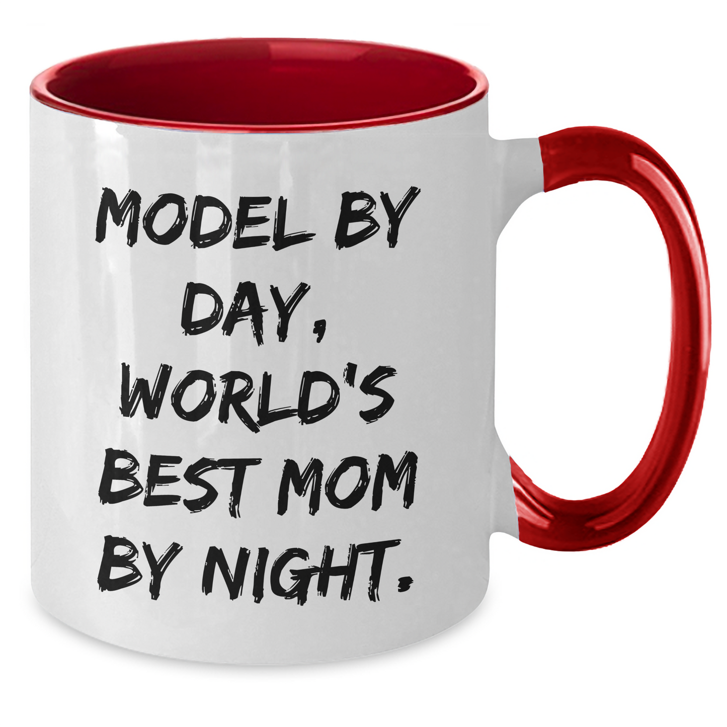 Funny Model Gifts from Mom - Model By Day, World's Best Mom By Night. Two Tone Coffee Mug for Graduation - Additional