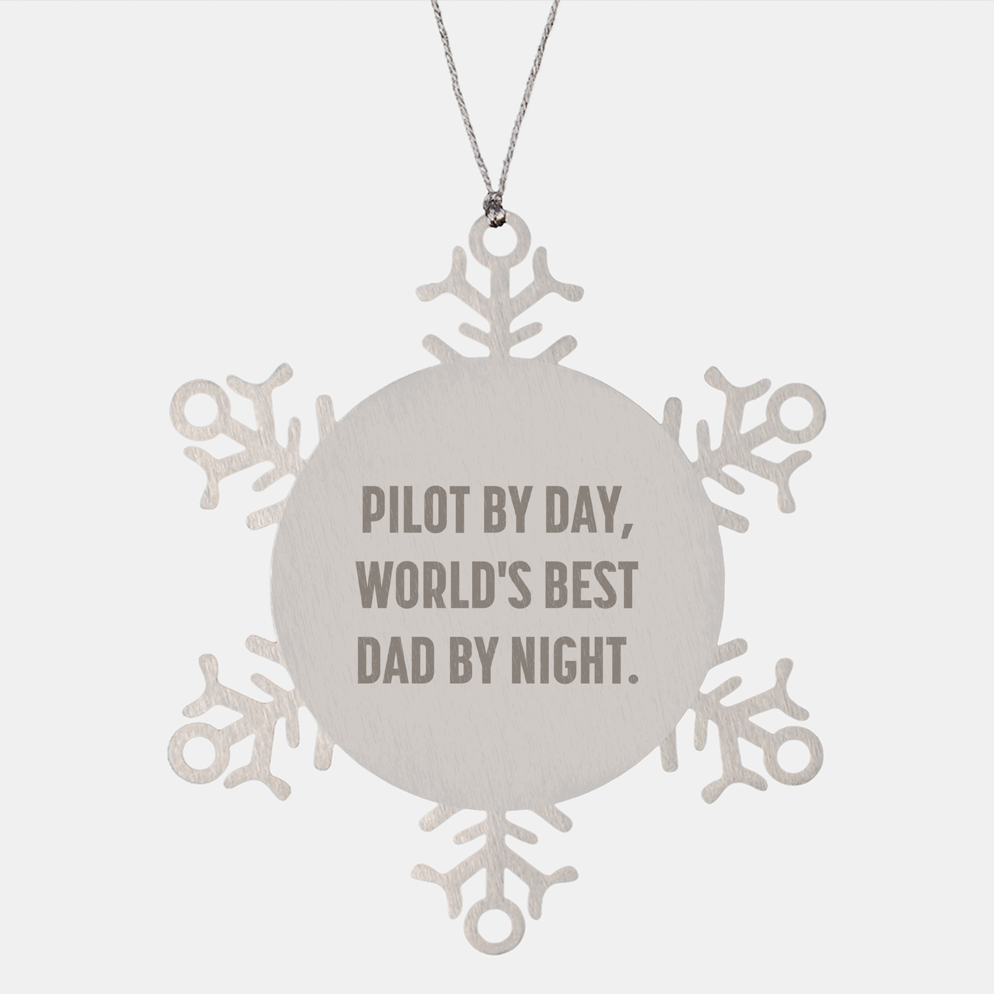 Pilot Gifts from Men for Pilots By Day, World's Best Dad By Night. Snowflake Ornament, Funny Christmas Unique Presents - Image 1