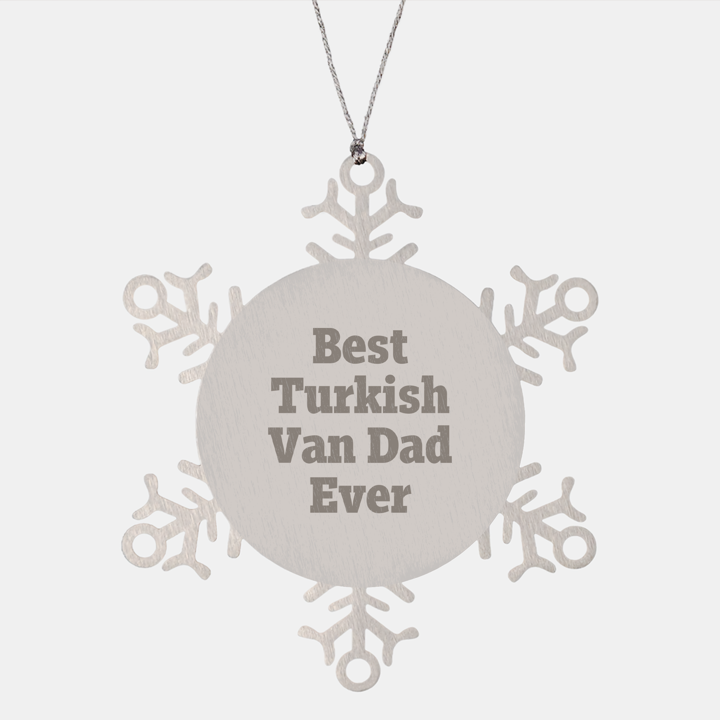 Turkish Van Cat Lover's Christmas Unique Gift, 'Best Dad Ever' Snowflake Ornament from Family for Friends - Image 1