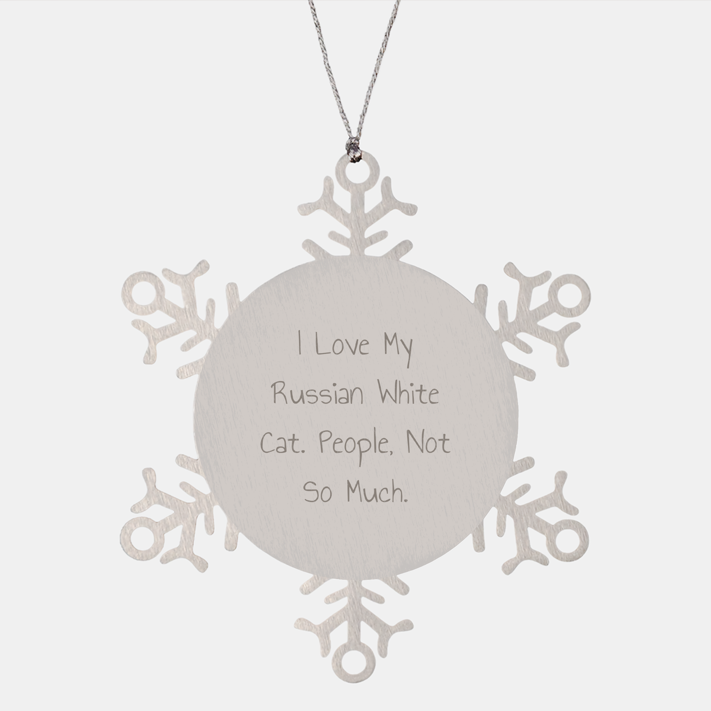 Russian White Cat Lovers' Funny Gift from Friends to Family, Snowflake Ornament for Christmas - Image 1
