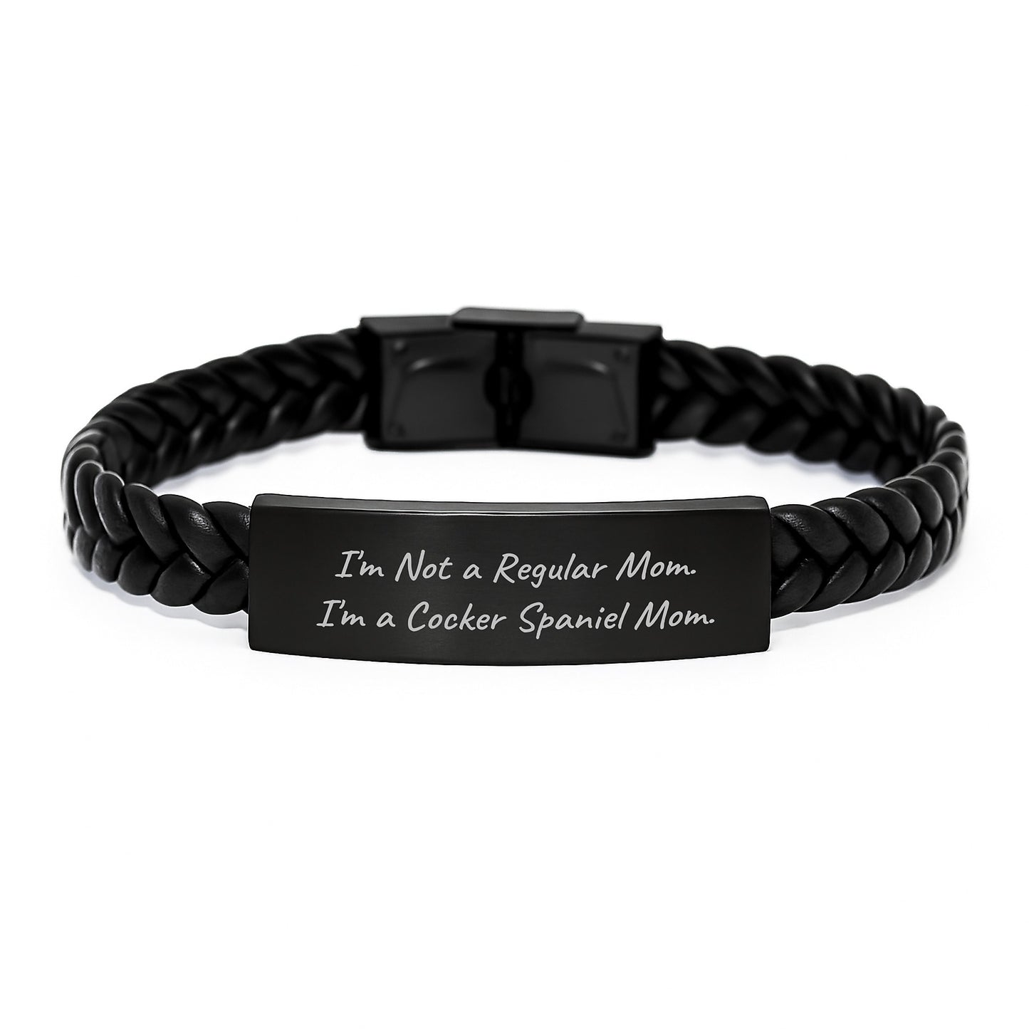 Cocker Spaniel Mom Interlaced Leather Bracelet Gifts for Her from Friends on Graduation Day Funny Quote - Image 1