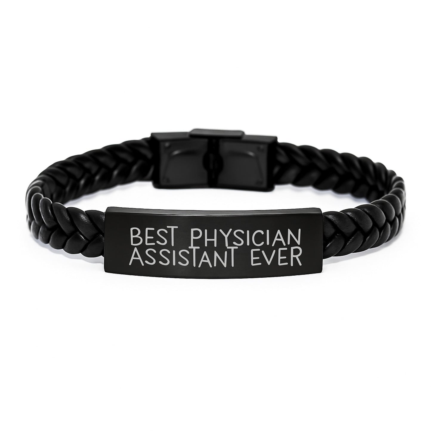 Funny Gifts for Best Physician Assistant Ever, Interlaced Leather Bracelet for Men, Gifts from Family - Graduation Unique Presents - Image 1