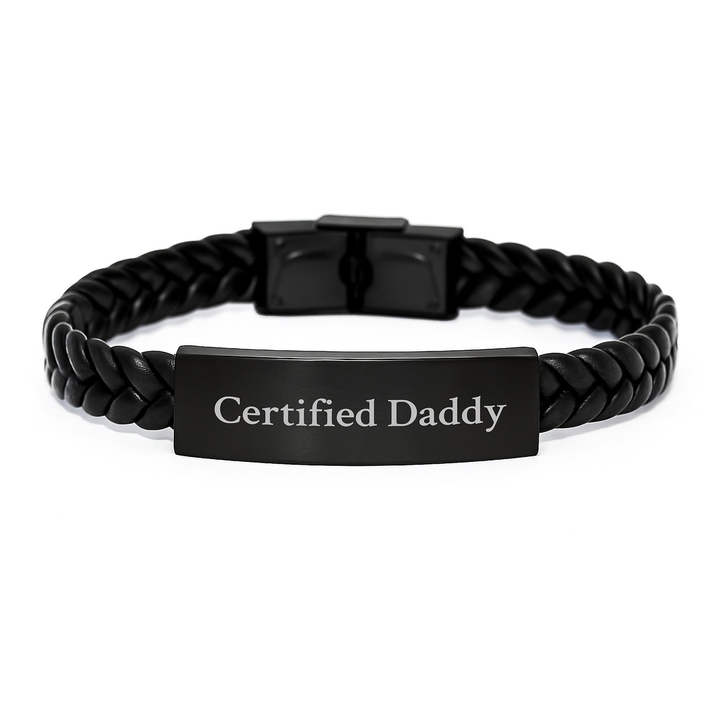 Funny Daddy Quote Interlaced Leather Bracelet, Gifts for Daddy on Birthday, Handcrafted with Stainless Steel and PU Leather, Unique Men's Jewelry from Family - Image 1