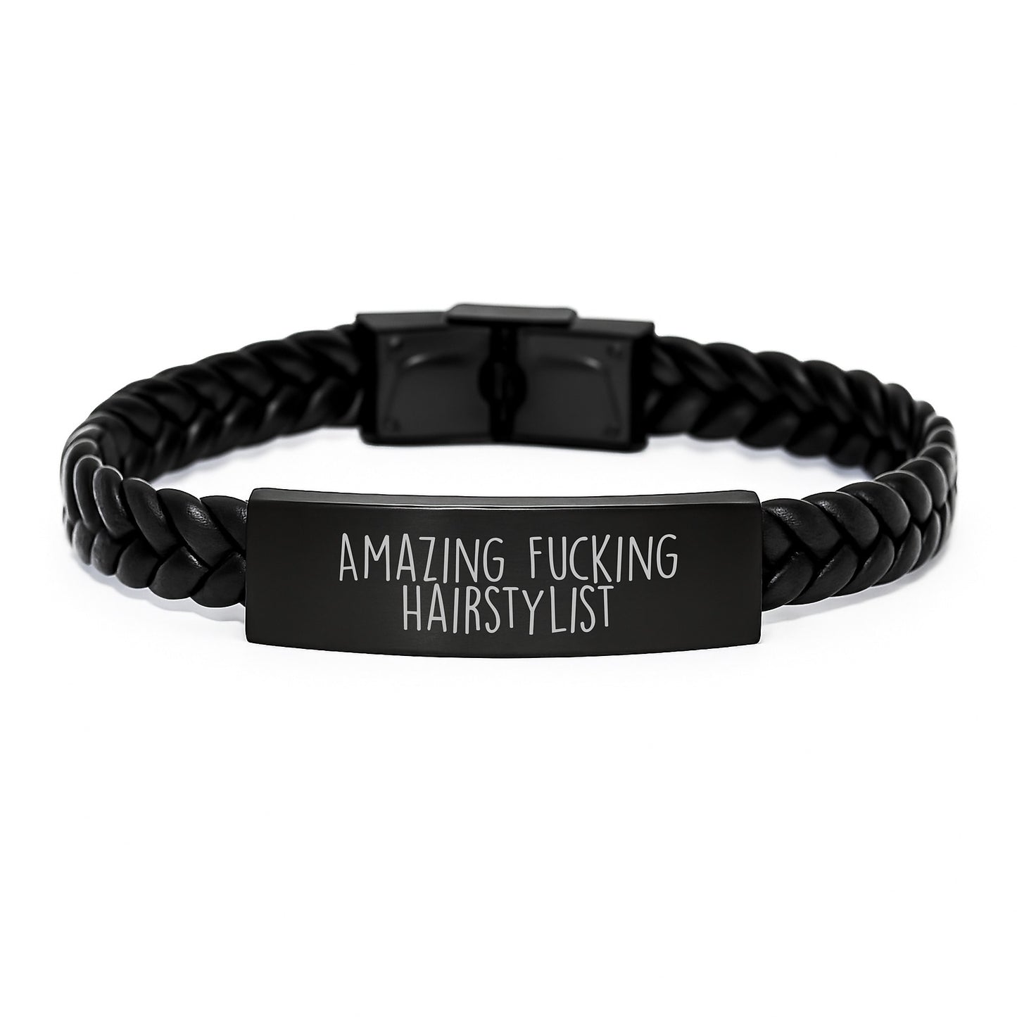 Funny Hairstylist Gifts from Friends - Amazing Interlaced Leather Bracelet for Graduation, Unique Presents for Hairstylist, Men, Women, Friends, Coworkers, Family - Image 1