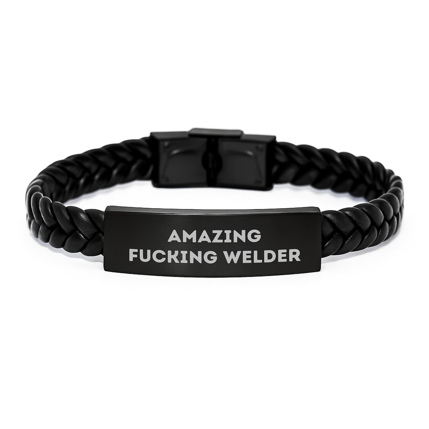 Funny Welder Gifts from Men to Welder Friends - Amazing Interlaced Leather Bracelet for Graduation Unique Gifts - Image 1