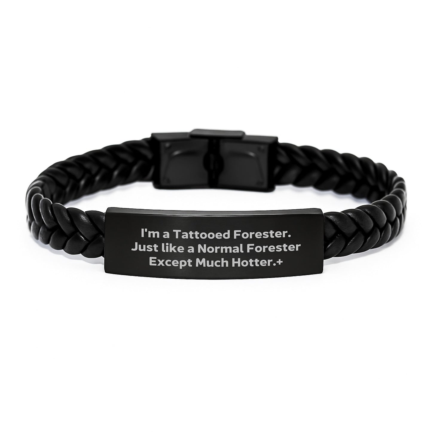 Funny Forester Gifts, I'm A Tattooed Forester, Interlaced Leather Bracelet for Men, Graduation Unique Gifts from Friends, Forester Enthusiasts - Image 1