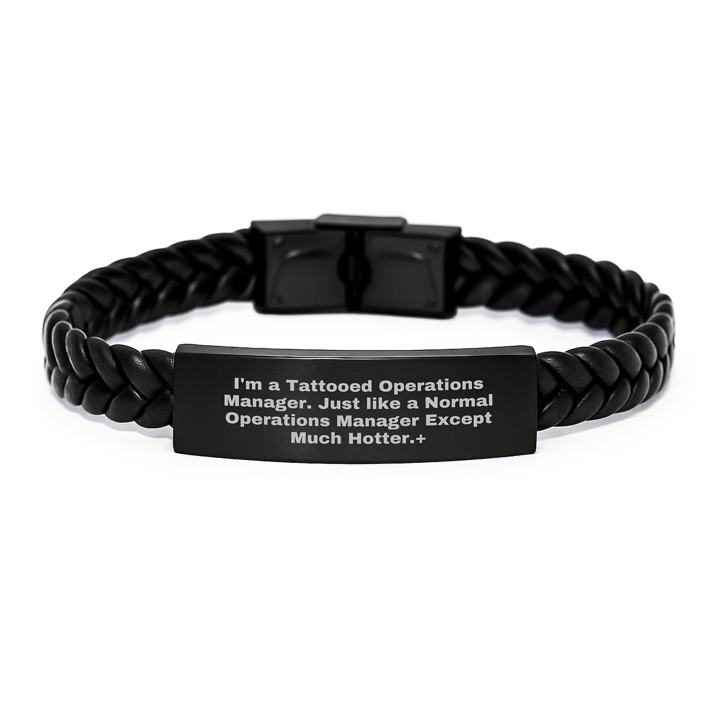 Funny Operations Manager Gifts, Interlaced Leather Bracelet for Operations Manager, 'I'm A Tattooed Operations Manager...' Quote, Graduation Unique Gifts from Friends - Image 1