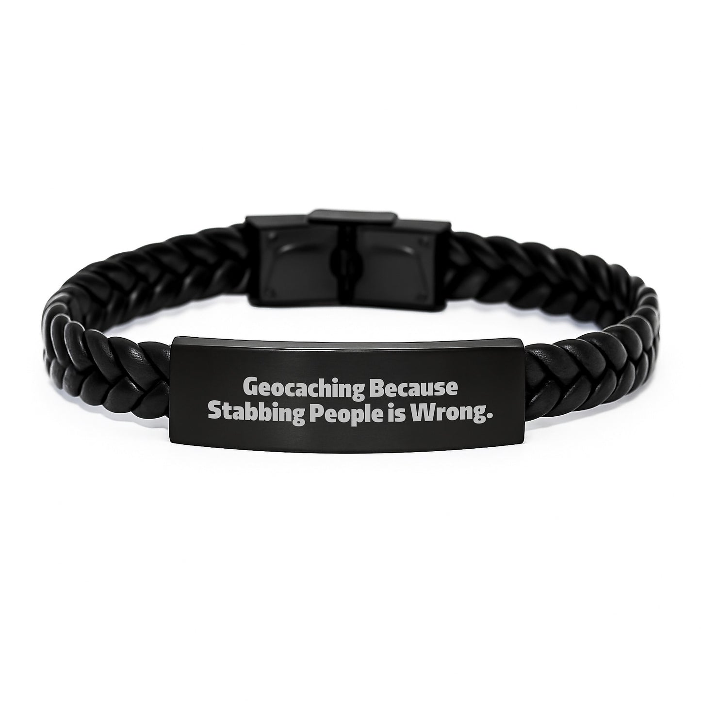 Geocaching Adventures Gifts from Friends for Graduation Unique Interlaced Leather Bracelets with Funny Quote - Image 1