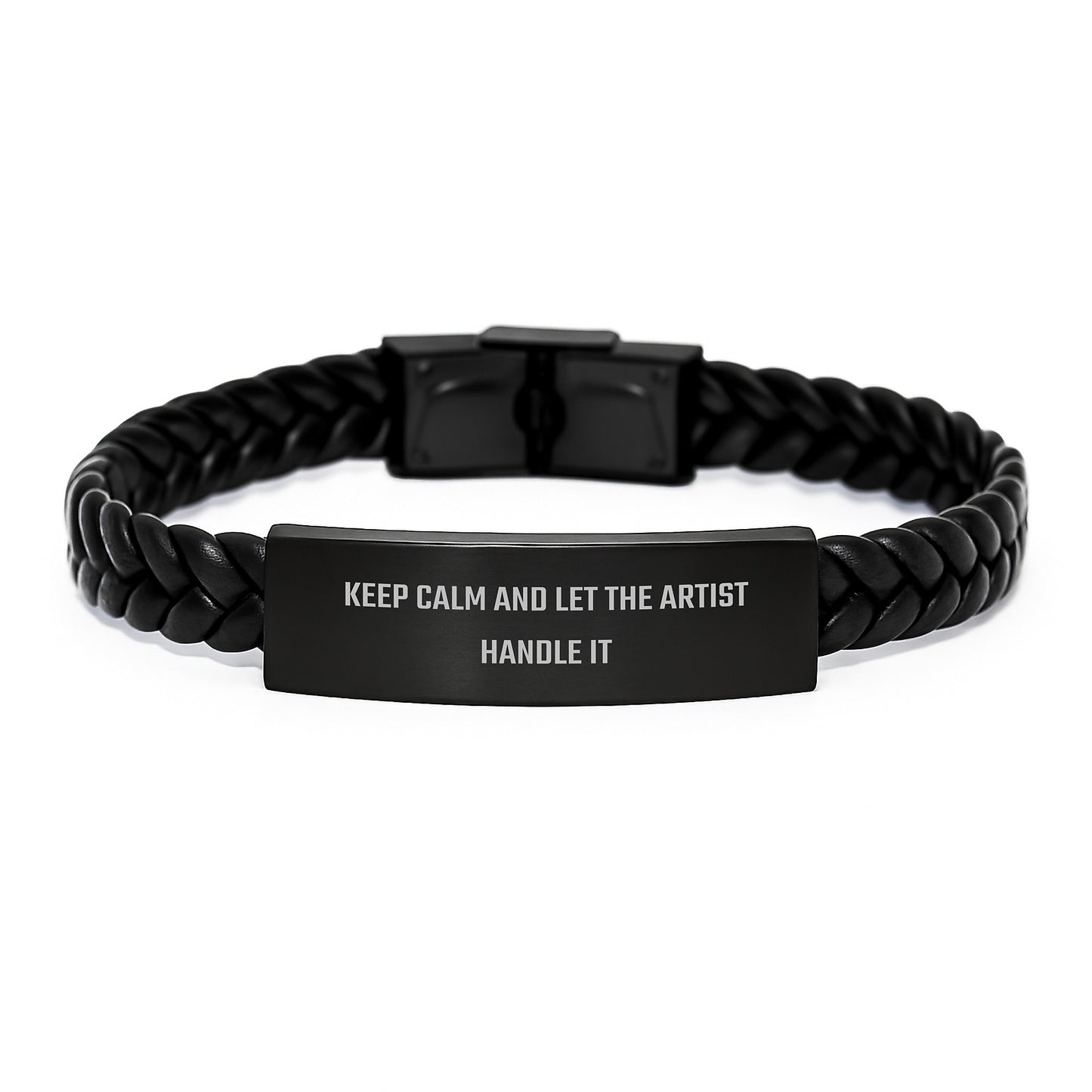 Funny Artist Gifts from Friends - Keep Calm and Let the Artist Handle It Interlaced Leather Bracelet for Men Women Graduation Unique Gifts - Image 1