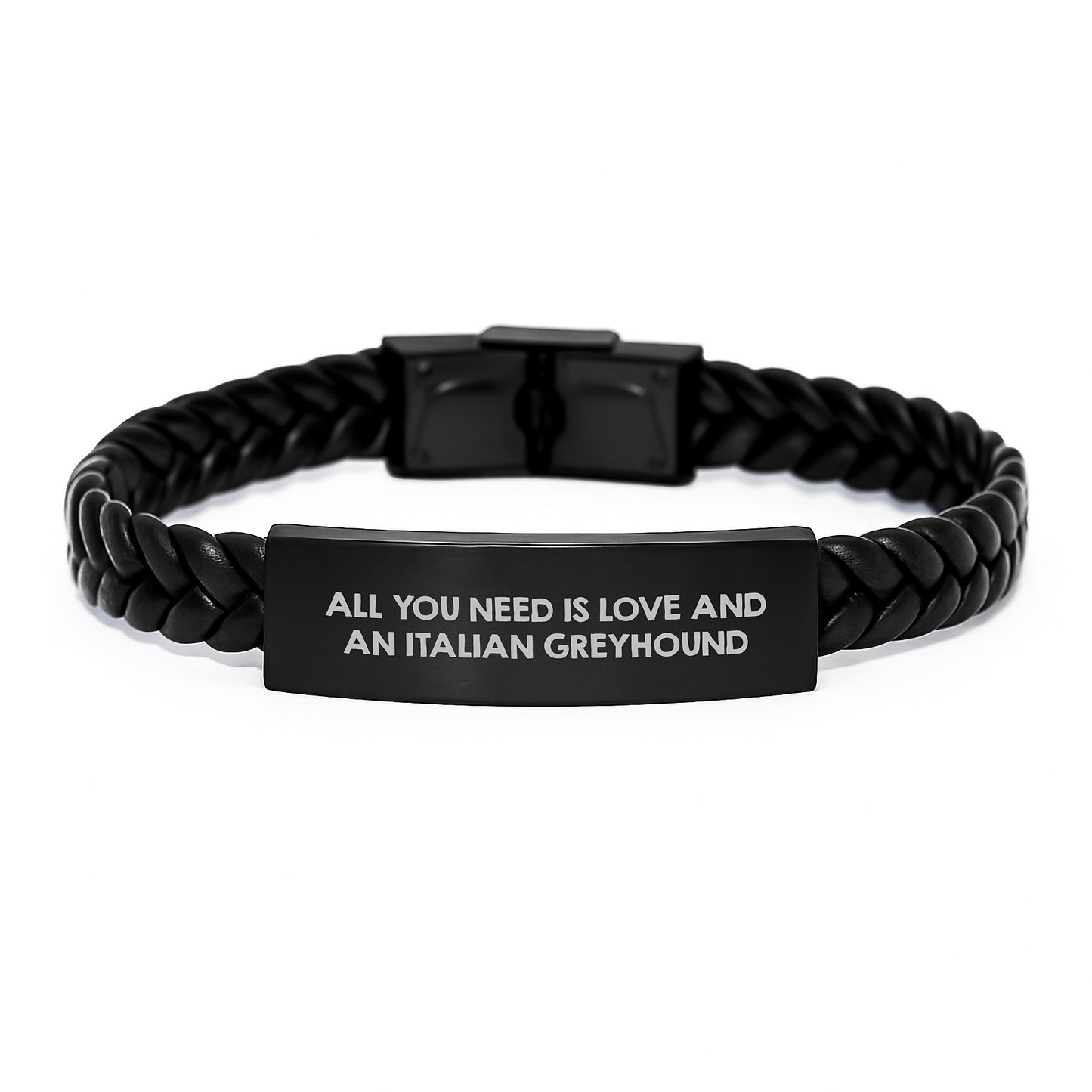 Italian Greyhound Dog Lover's Unique Gift, Interlaced Leather Bracelet, All You Need Is Love And An Italian Greyhound, Birthday Unique Gifts from Family to Italian Greyhound Dog Owners - Image 1