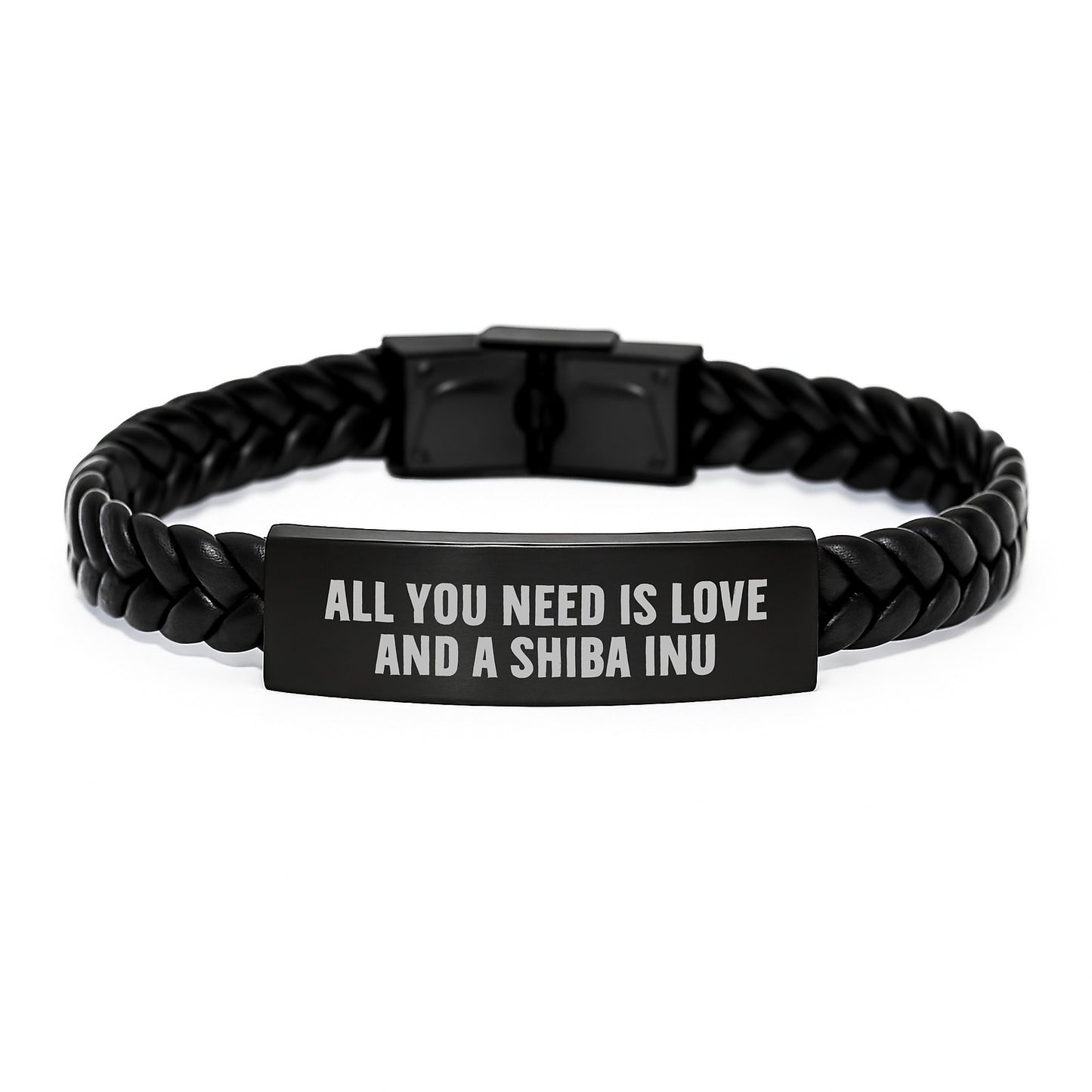 Shiba Inu Dog Lovers' Gifts from Men to Friends - Interlaced Leather Birthday Unique Gifts with Quote 'All You Need Is Love And A Shiba Inu' - Image 1