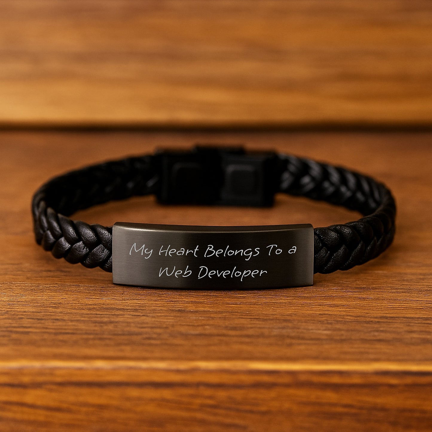 Web Developer Gifts, Funny Quote Interlaced Leather Bracelet, Gifts from Friends for Web Developer, Unique Graduation Gifts - Image 2