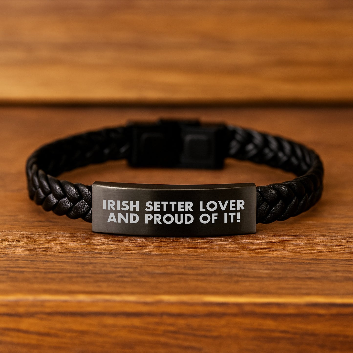 Irish Setter Dog Lover Gifts from Family, Interlaced Leather Birthday Unique Irish Setter Interconnected Braces for Men and Women, 'Irish Setter Lover And Proud Of It!' Quote - Image 2