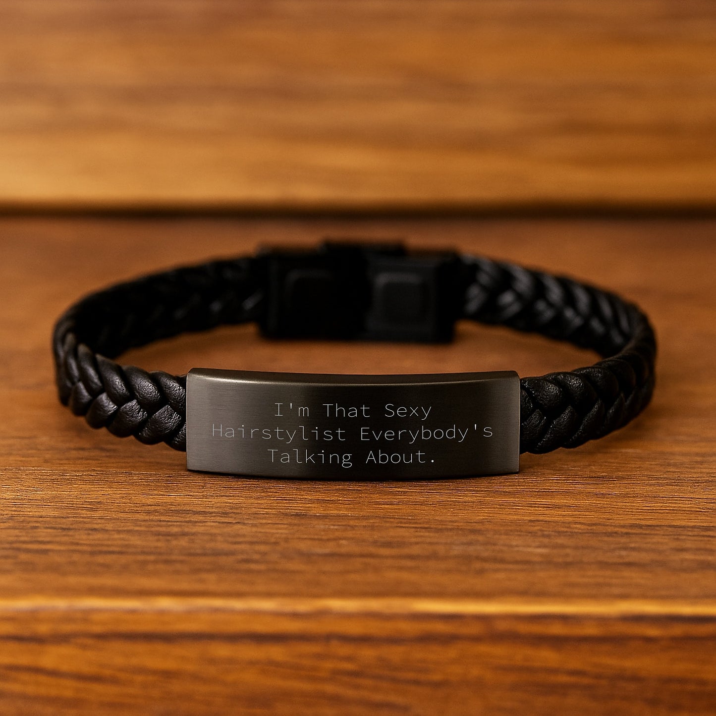 Sexy Hairstylist Gifts for Women Men Friends Family - I'm That Sexy Hairstylist Everybody's Talking About. Interlaced Leather Bracelet for Graduation - Image 2