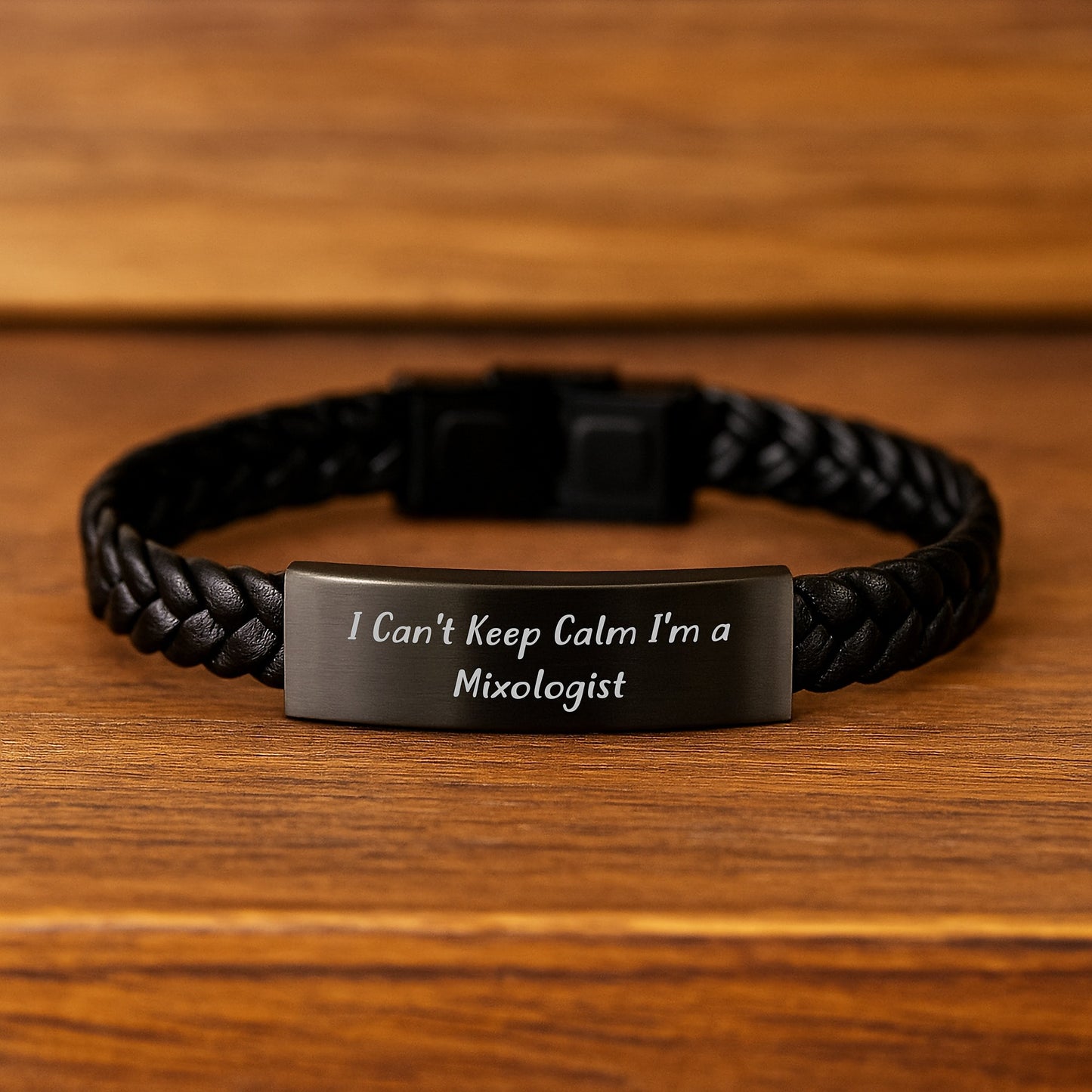 Funny Mixologist Gifts I Can't Keep Calm I'm A Mixologist Interlaced Leather Bracelet for Birthday, Gifts from Friends to Mixologists - Image 2