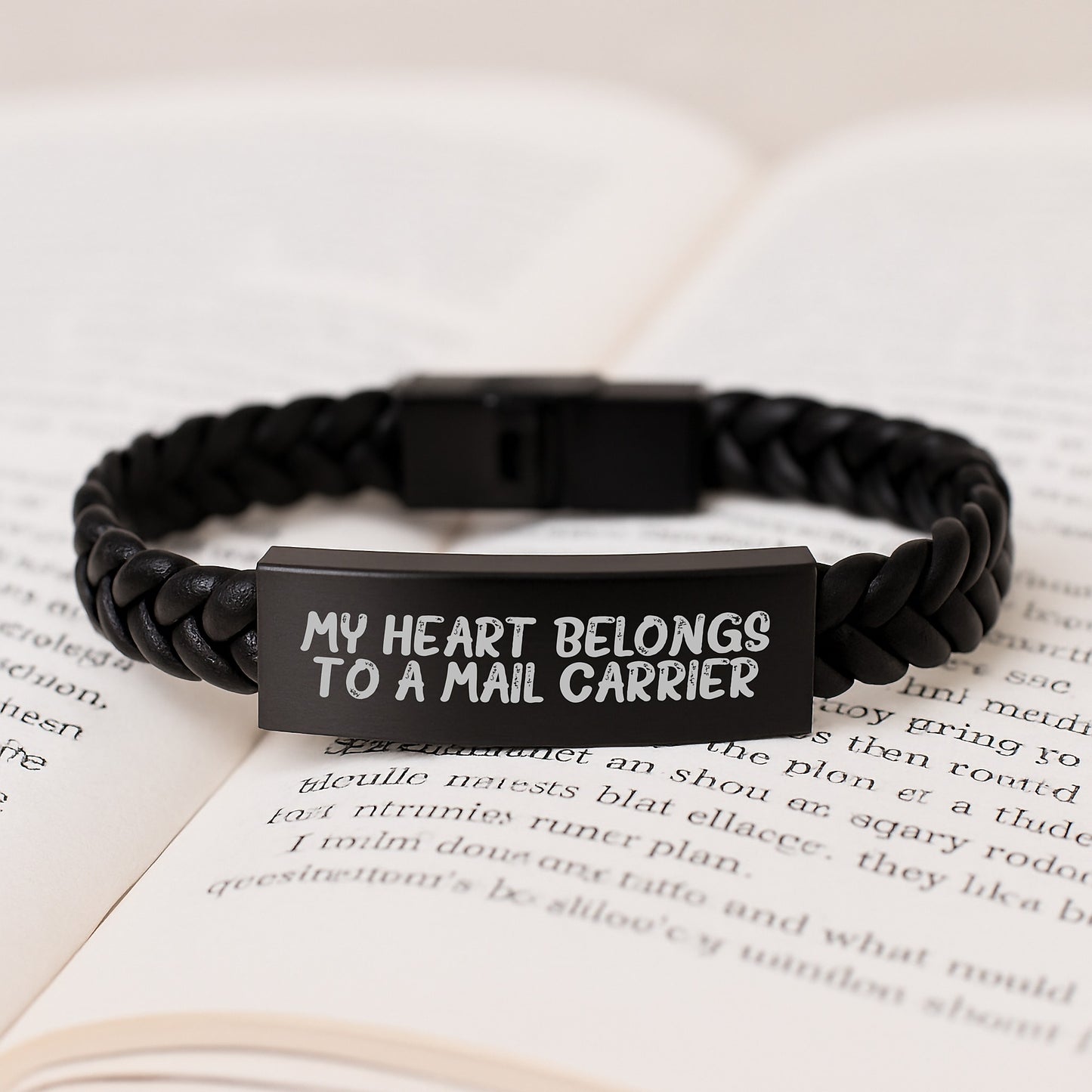 Funny Mail Carrier Gifts, My Heart Belongs To A Mail Carrier Quote, Interlaced Leather Bracelet for Graduation, Gifts from Friends, Gifts for Mail Carrier - Image 3