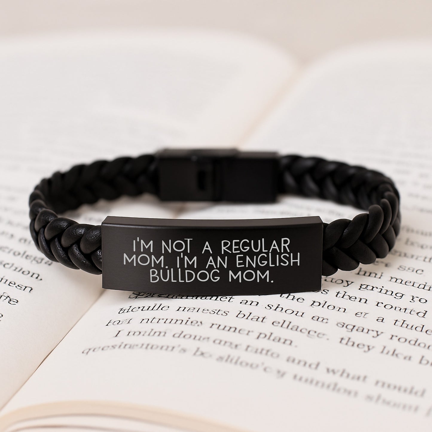 Funny English Bulldog Mom Interlaced Leather Birthday Unique Gifts for Her, Gifts from Mom, Unique English Bulldog Jewelry - Image 3