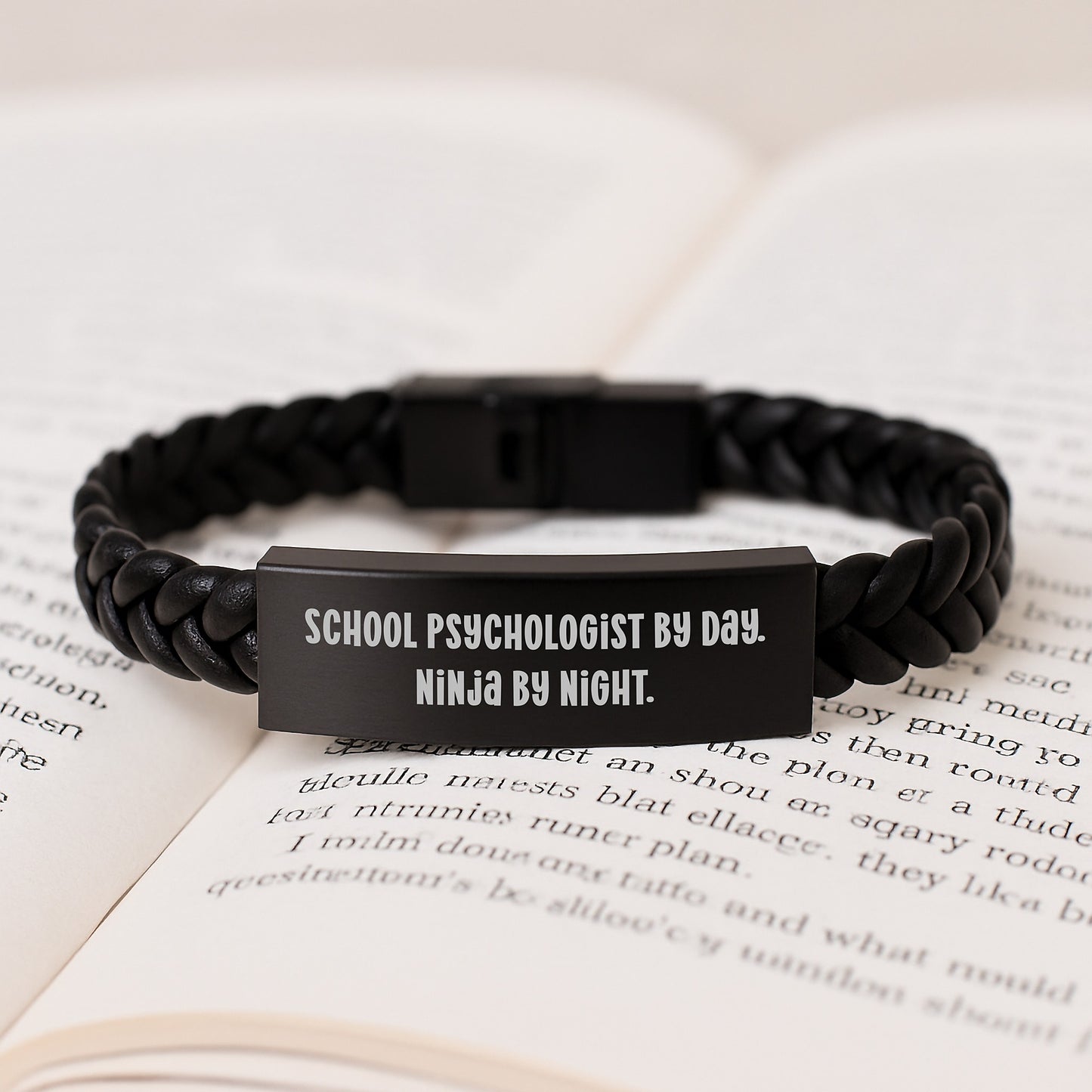 School Psychologist Gifts, Funny Quote - Interlaced Leather Bracelet for Men and Women, Gifts from Friends and Family for Graduation - Image 3