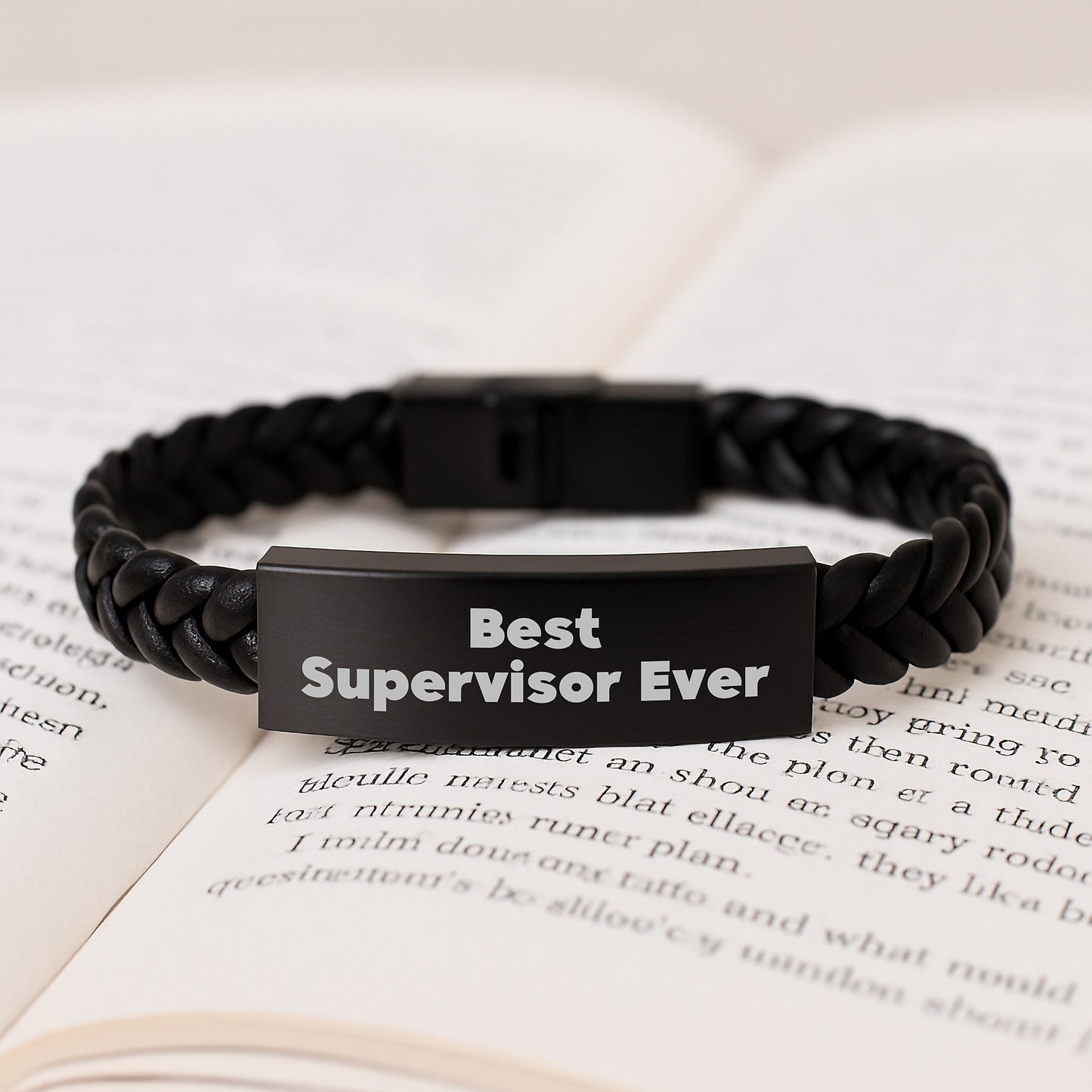 Funny Supervisor Gifts from Men to Best Supervisor Ever Interlaced Leather Bracelet for Graduation Unique Gifts - Image 3