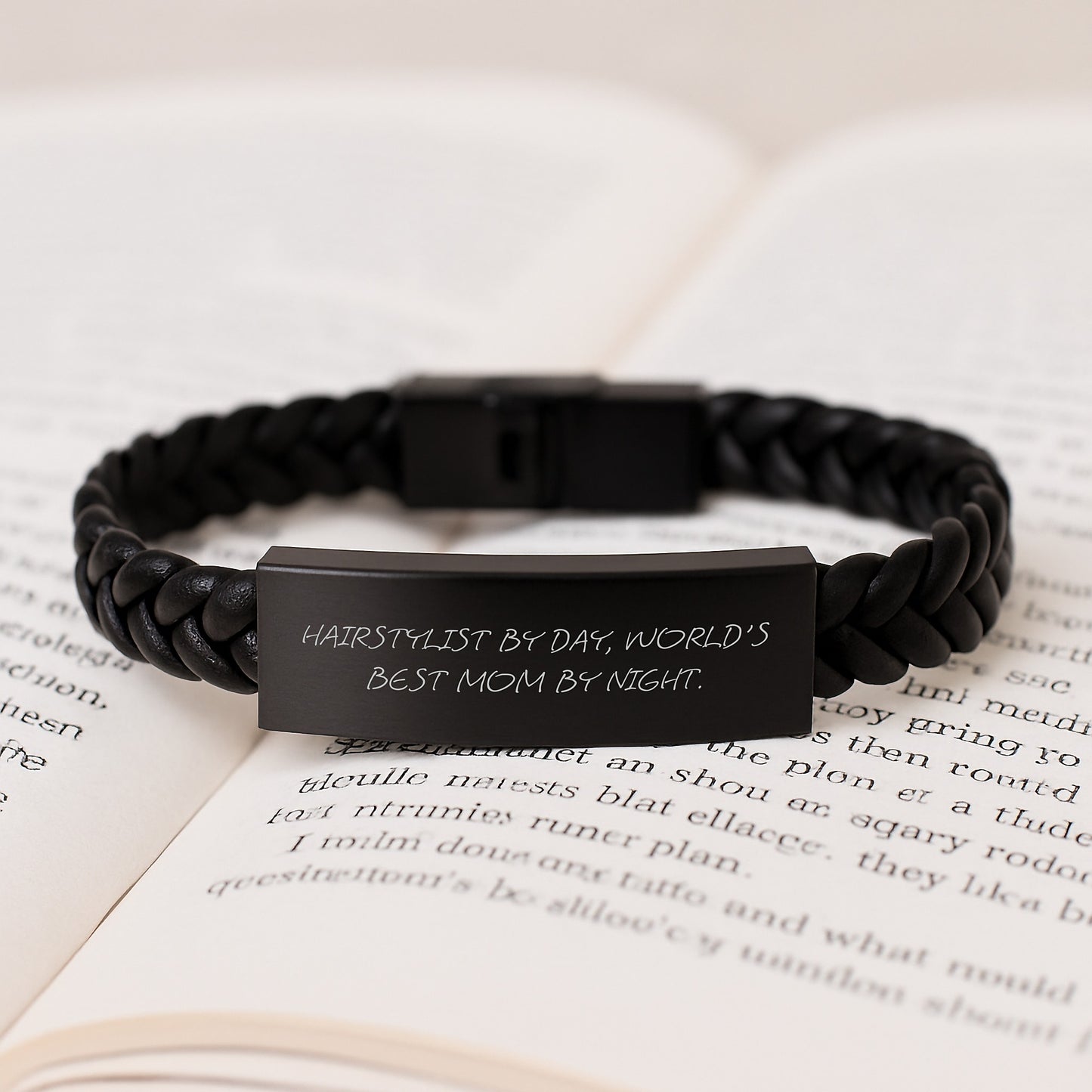 Hairstylists' Delight, Funny Quote Interlaced Leather Bracelet Gifts from Mom for Birthday Unique Presents - Image 3