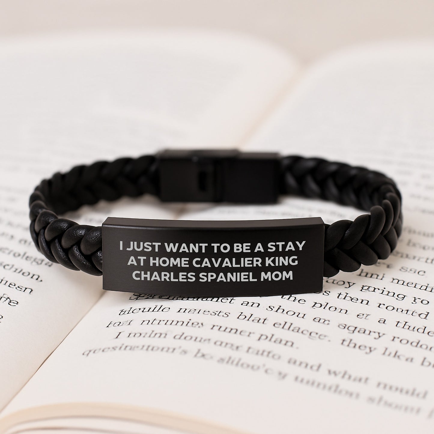 Cavalier King Charles Spaniel Dog Gifts, Funny Quote Interlaced Leather Bracelet for Stay at Home Moms, Birthday Unique Gifts from Friends, Gifts for Cavalier King Charles Spaniel Dog Lovers - Image 3