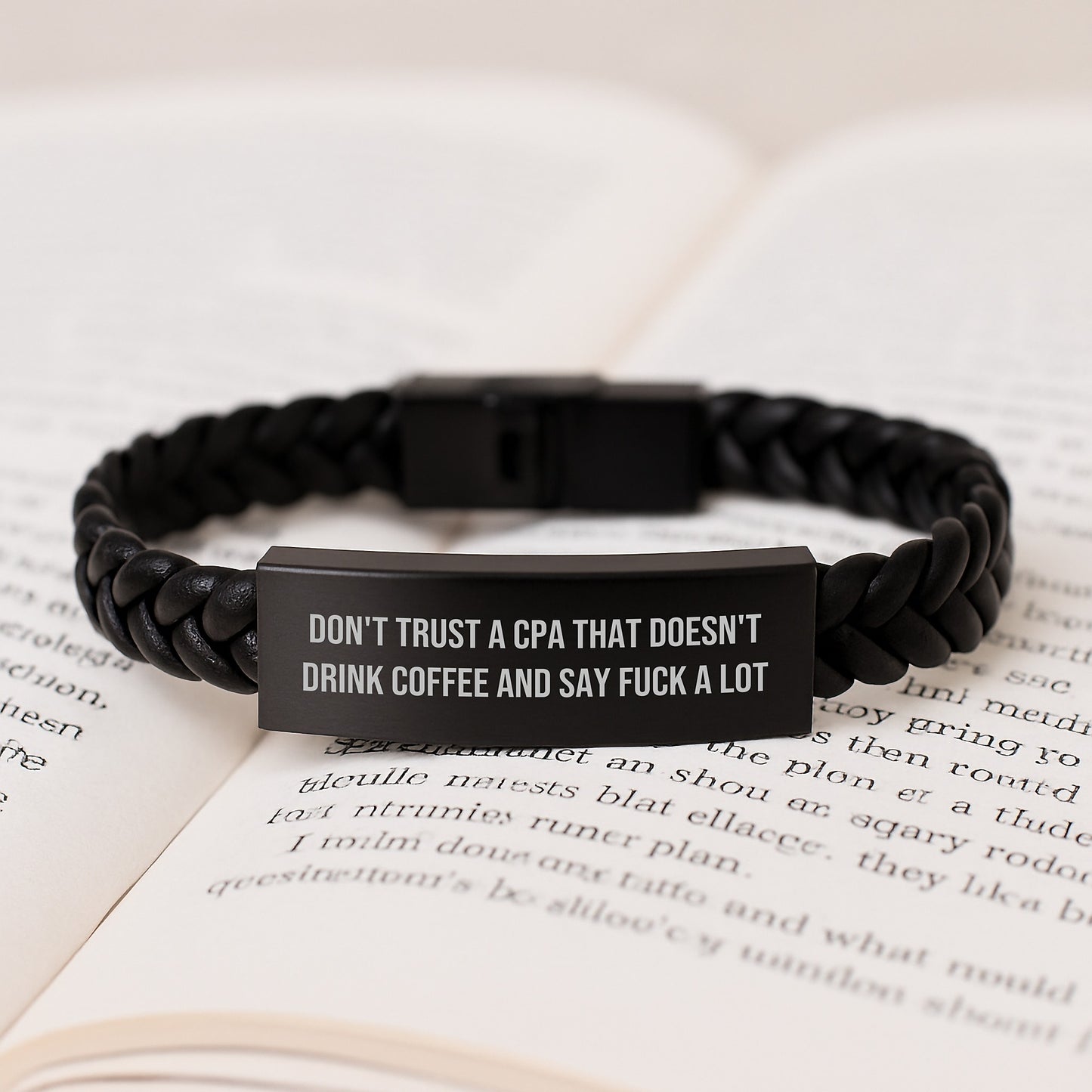Funny CPA Gifts, Don't Trust A Cpa That Doesn't Drink Coffee And Say F--k A Lot, Interlaced Leather Bracelet for Men, Women, Friends, Coworkers, Family on Birthday - Image 3