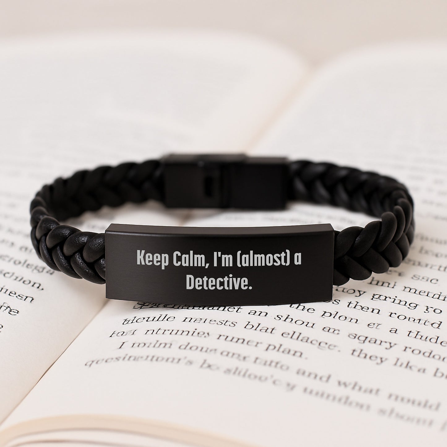 Detective-Inspired Interlaced Leather Bracelet, 'Keep Calm, I'm (almost) A Detective.', Funny Graduation Gifts for Men, Women, Friends, Coworkers, Family - Image 3