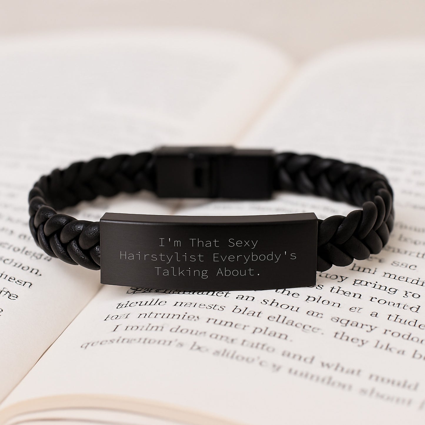 Sexy Hairstylist Gifts for Women Men Friends Family - I'm That Sexy Hairstylist Everybody's Talking About. Interlaced Leather Bracelet for Graduation - Image 3