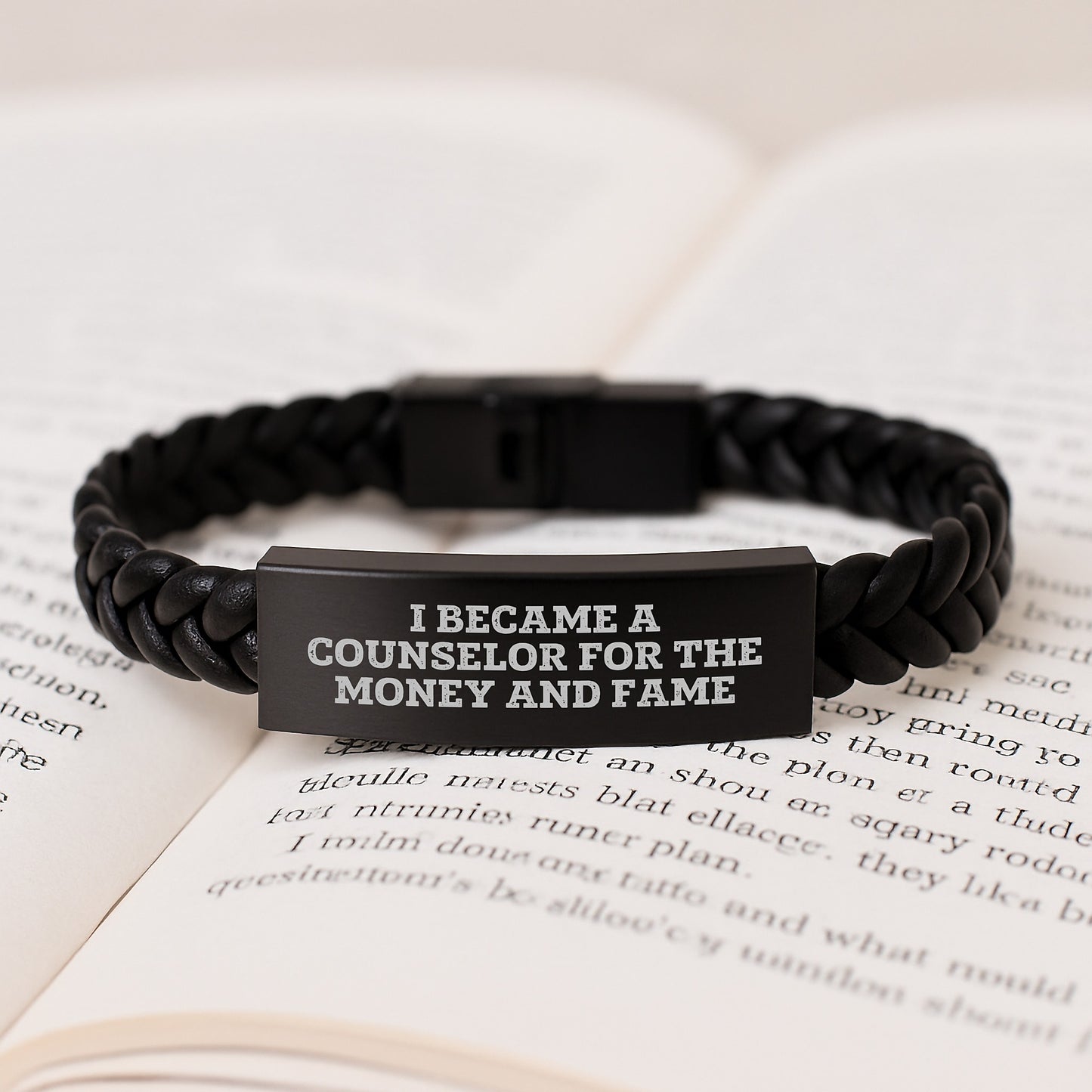 Counselor Gifts from Friends - I Became A Counselor For The Money And Fame Inspirational Interlaced Leather Bracelet for Counselor Graduation Gifts, Gifts for Counselor, Counselor Appreciation Gifts - Image 3