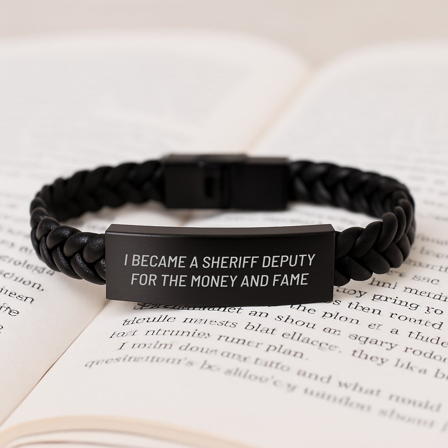 Funny Sheriff Deputy Gifts - I Became A Sheriff Deputy For The Money And Fame Interlaced Leather Bracelet, Gifts from Men for Sheriff Deputy, Unique Graduation Gifts - Image 3