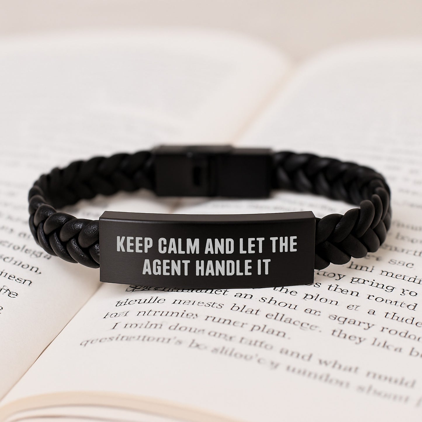 Funny Agent Gifts from Friends - Keep Calm And Let The Agent Handle It Interlaced Leather Bracelet for Birthday, Unique Gifts for Agent, Men, Women, and Coworkers - Image 3