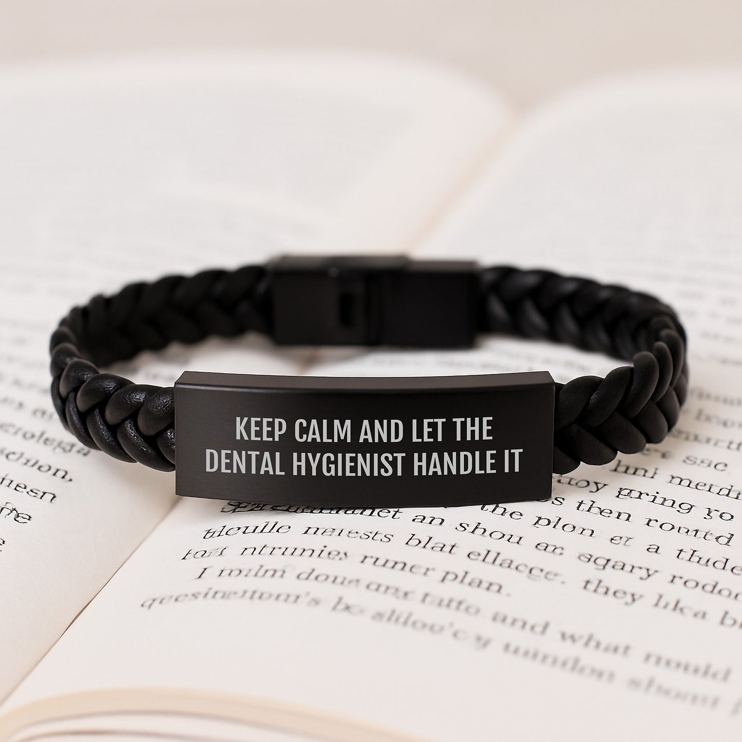 Dental Hygienist Gifts from Friends, Keep Calm and Let the Dental Hygienist Handle It, Interlaced Leather Bracelet for Graduation, Gifts for Dental Hygienist, Men, Women, Coworkers, and Family - Image 3
