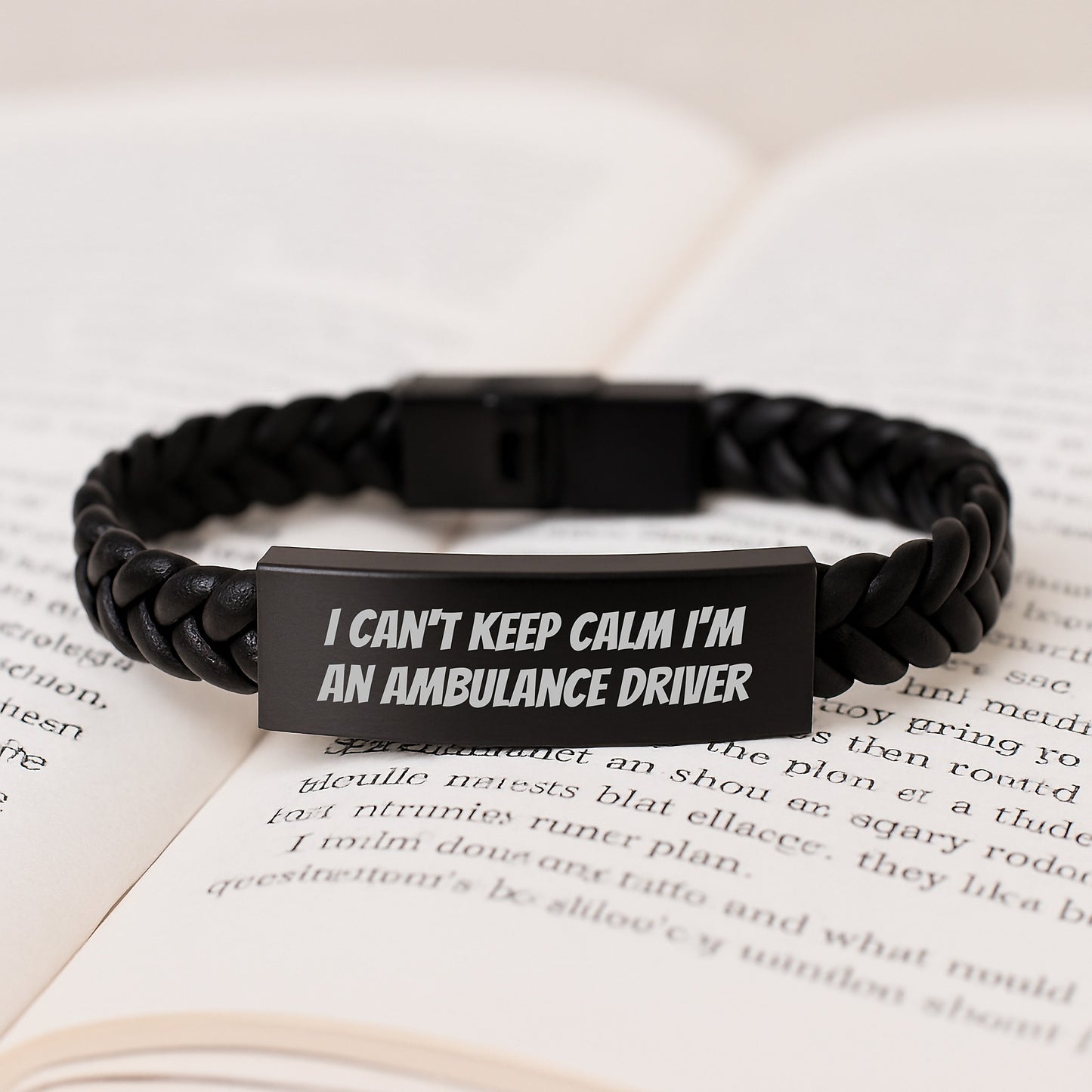 Funny Ambulance Driver Gifts I Can't Keep Calm Interlaced Leather Bracelet for Graduation from Friends, Coworkers or Family - Image 3