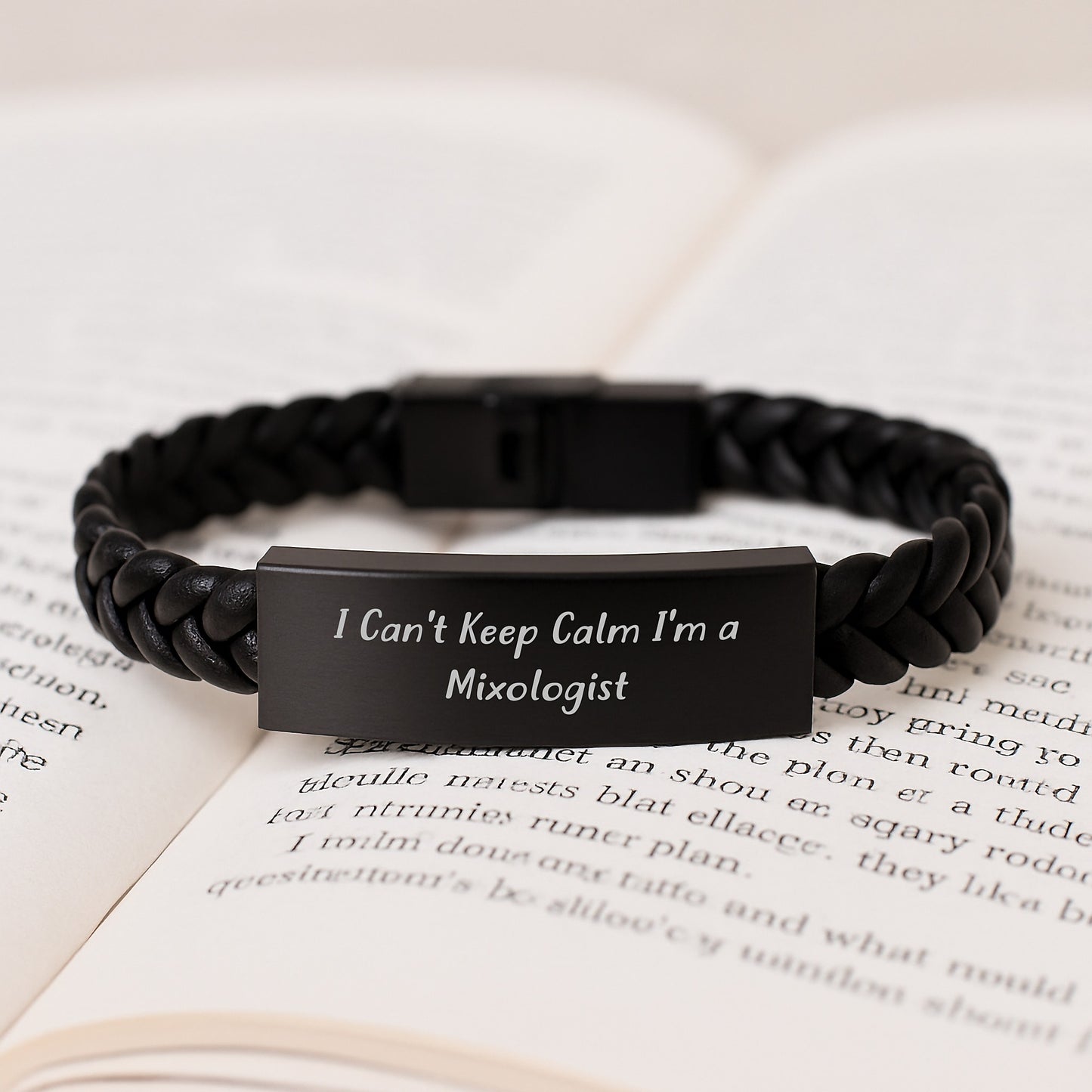 Funny Mixologist Gifts I Can't Keep Calm I'm A Mixologist Interlaced Leather Bracelet for Birthday, Gifts from Friends to Mixologists - Image 3