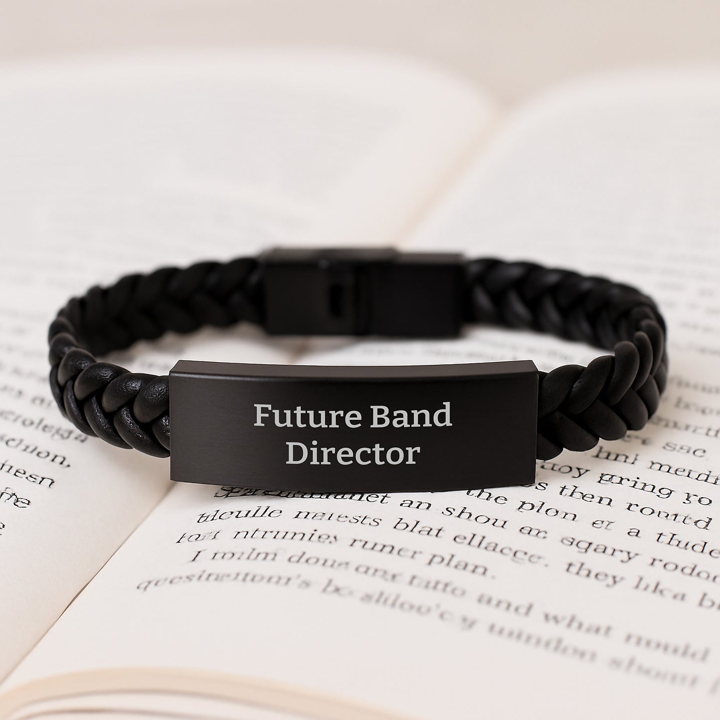Funny Future Band Director Birthday Unique Gift Interlaced Leather Bracelet for Men from Family, 'You're the Beat' Quote - Image 3