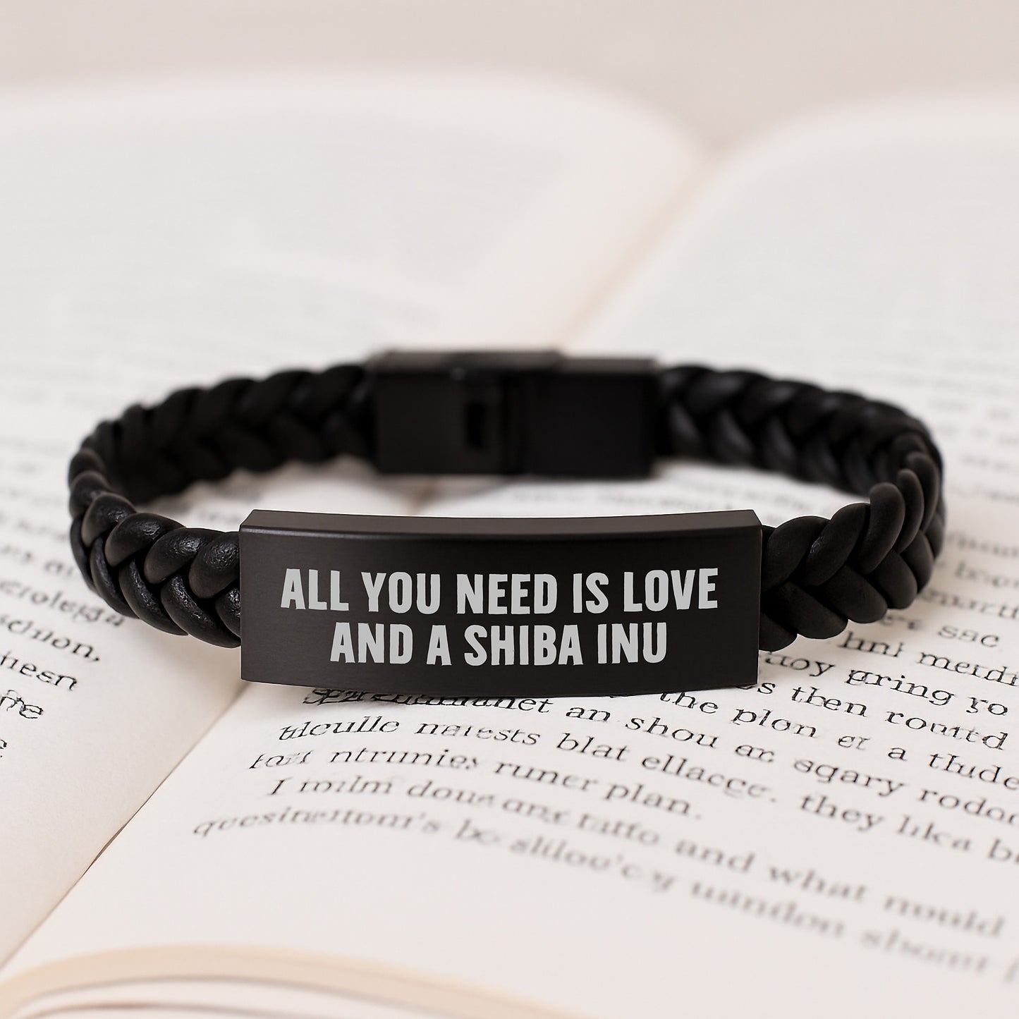 Shiba Inu Dog Lovers' Gifts from Men to Friends - Interlaced Leather Birthday Unique Gifts with Quote 'All You Need Is Love And A Shiba Inu' - Image 3