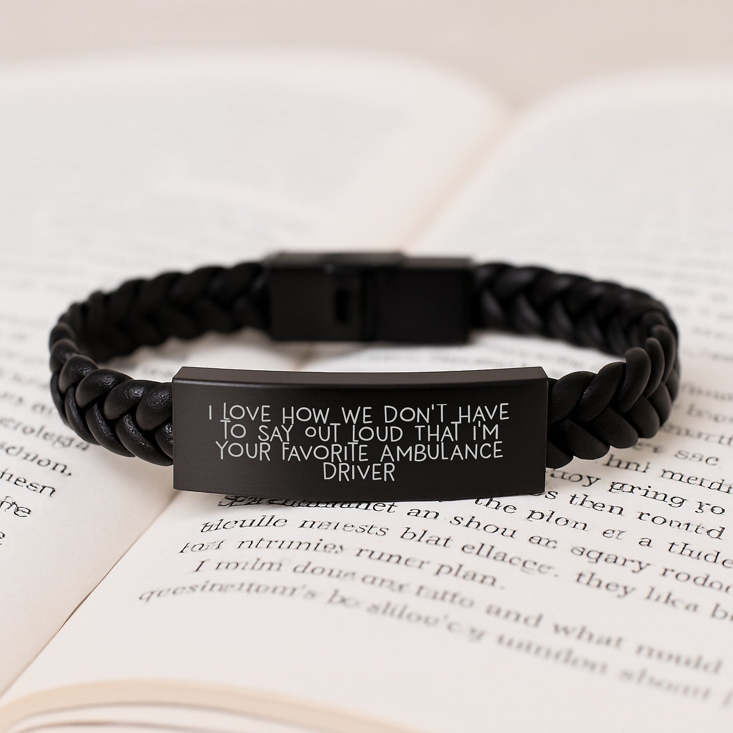 Ambulance Driver Gifts from Friends - 'I Love How We Don't Have To Say Out Loud That I'm Your Favorite Ambulance Driver' Interlaced Leather Bracelet for Ambulance Driver Graduation - Image 3