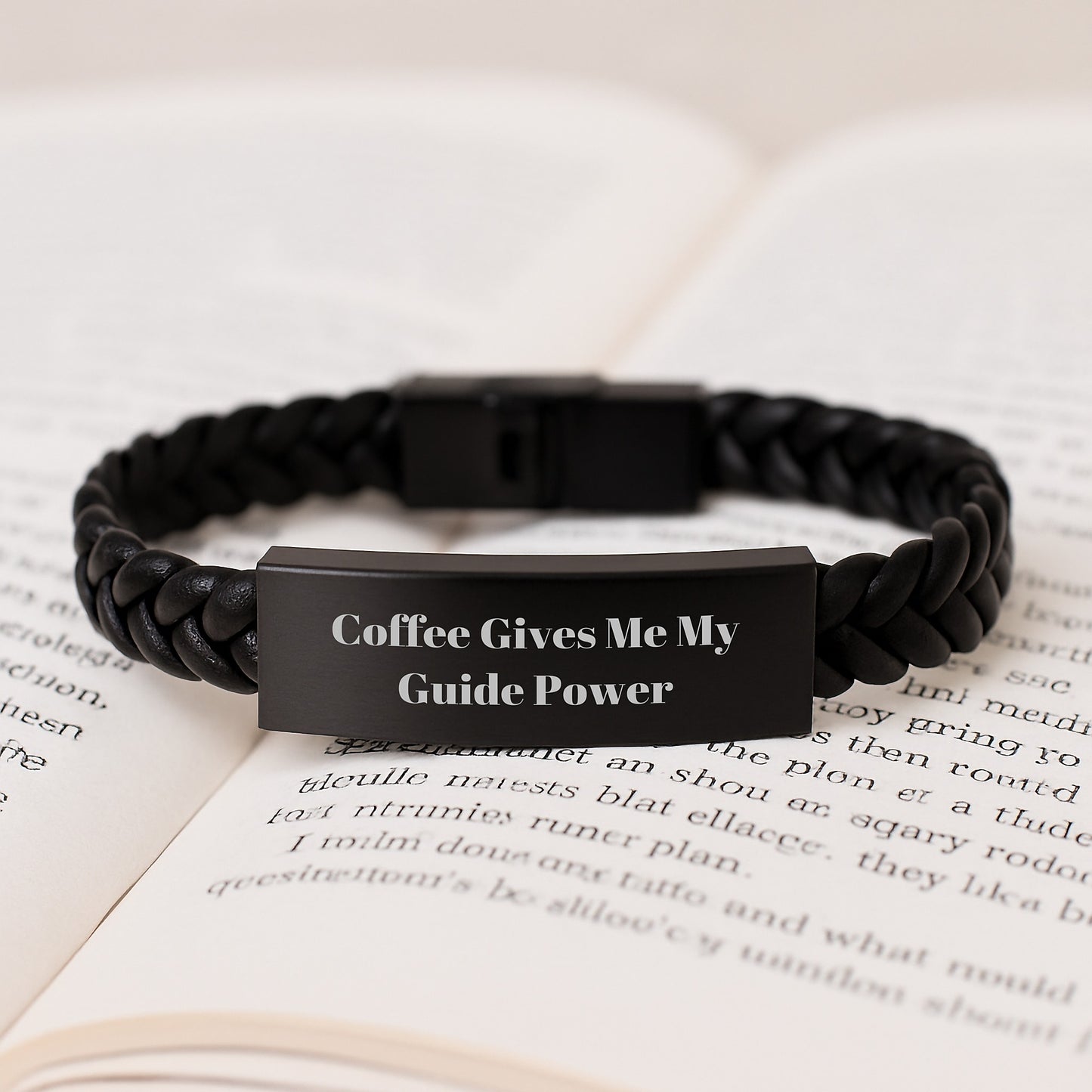 Funny Guide Gifts from Men Friends for Birthday Unique Guide Interlaced Leather Braces, Coffee Gives Me My Guide Power - Image 3