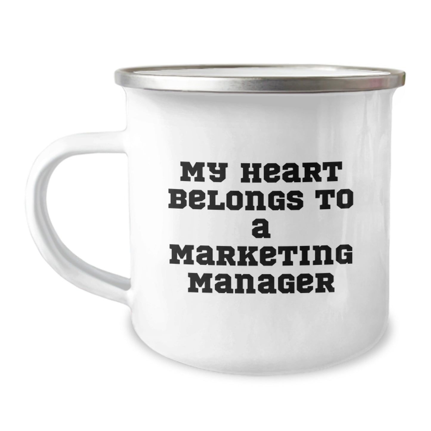 Marketing Manager's Heart Gift for Graduation, Funny Camping Mug with Enamel Finish, Gifts from Friends, Unique Graduation Gifts for Marketing Manager - Image 1