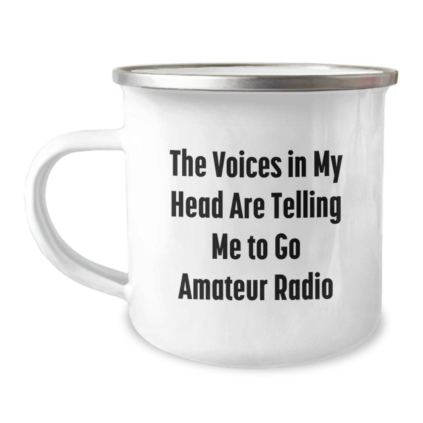 Amateur Radio Enthusiast Gifts from Friends for a Graduation to Go Camping Mug - 'The Voices In My Head Are Telling Me To Go Amateur Radio' Funny Quote - Image 1