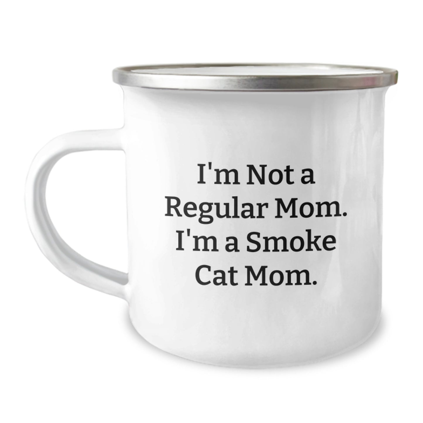 Funny Smoke Cat Mom Gifts for Her - 'I'm Not A Regular Mom' Camping Mug from Friends, Coworkers, or Family - Image 1