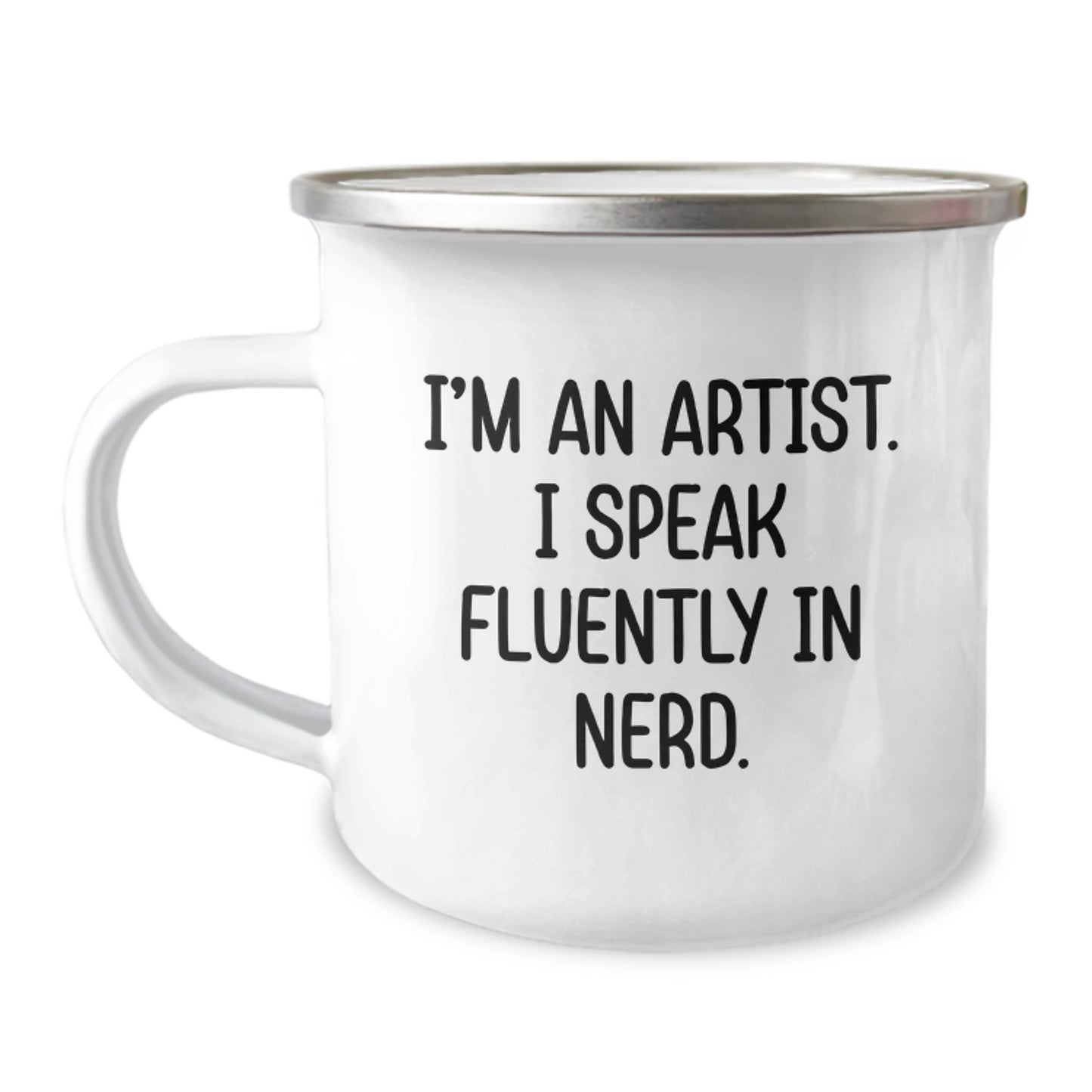 Artist Funny Gifts from Friends, Birthday Unique Camping Mugs for Artist Friends - 'I'm An Artist. I Speak Fluently In genius.' - Image 1