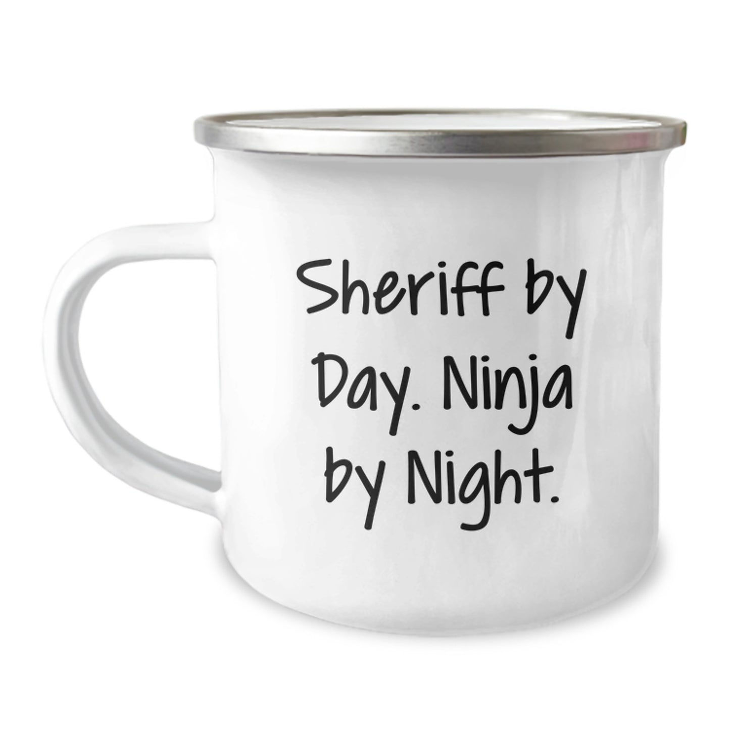 Sheriff Gifts, Camping Mug for Graduation, 'Sheriff By Day. Ninja By Night.' Funny Quote, Gifts from Men to Sheriff - Image 1