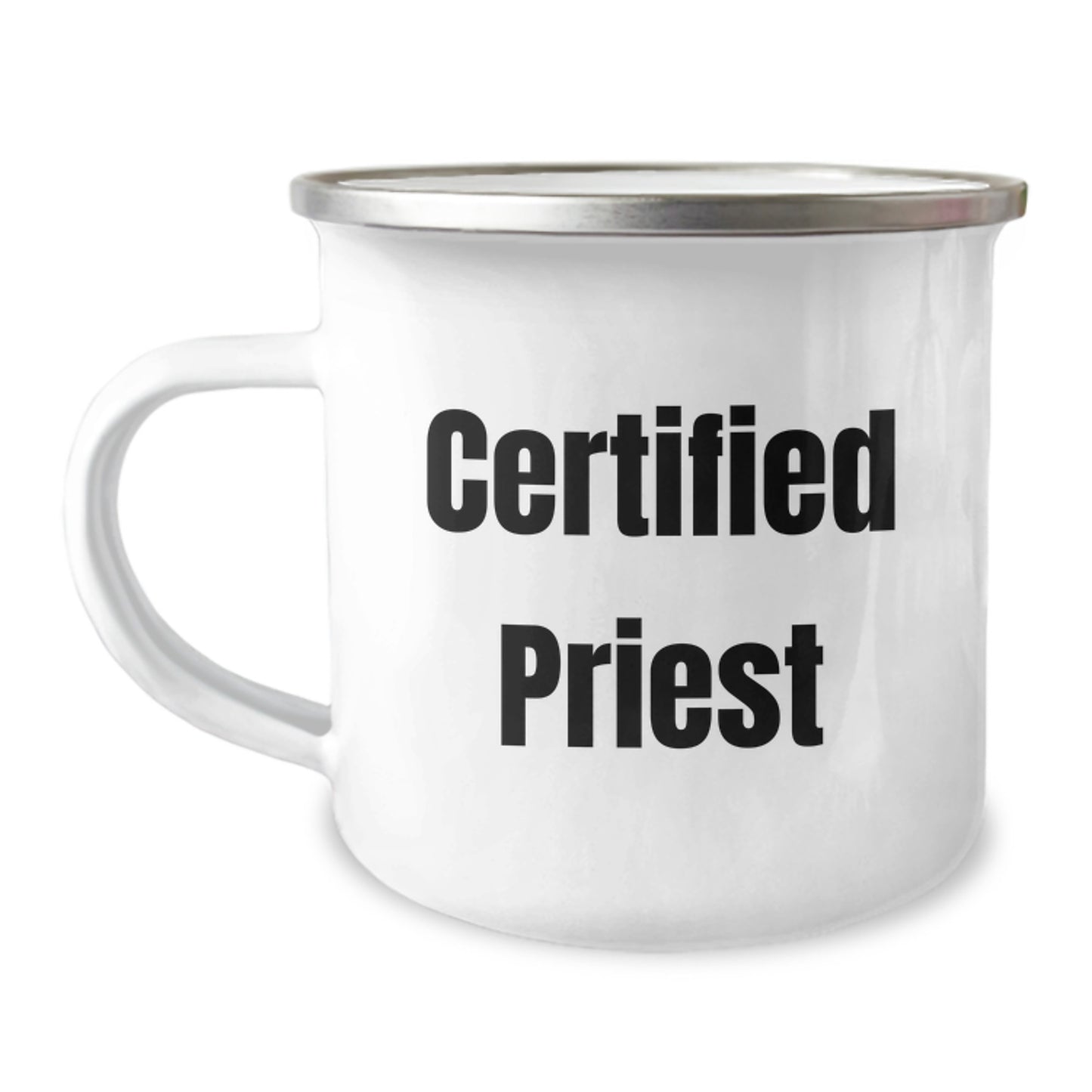 Funny Priest Gifts for Men Camping Mug, Birthday Unique Gifts from Friends, Camping Mug for Priest, 'Happily Sacrificed in the Wilderness' - Image 1