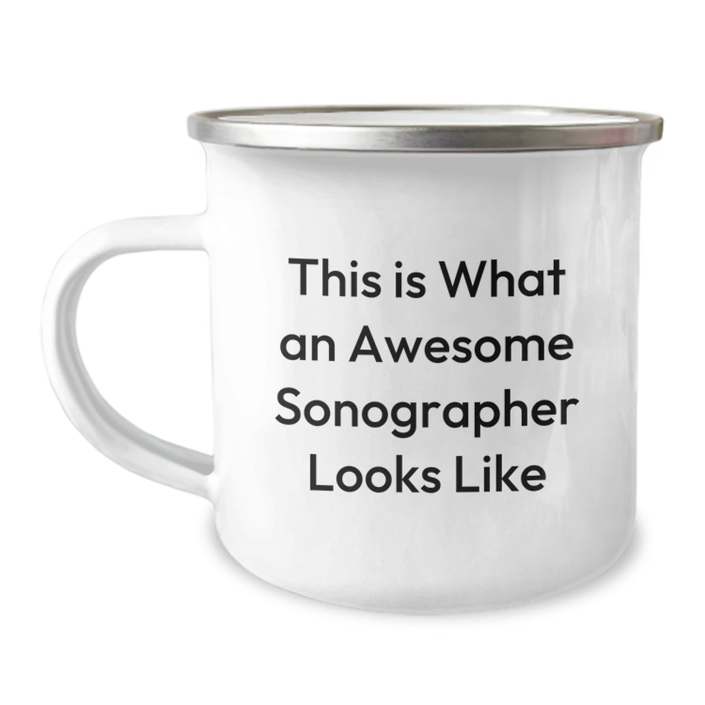 Funny Sonographer Gifts, 'This Is What An Awesome Sonographer Looks Like' Printed Camping Mug for Birthday from Friends, Unique Gifts for Sonographer - Image 1