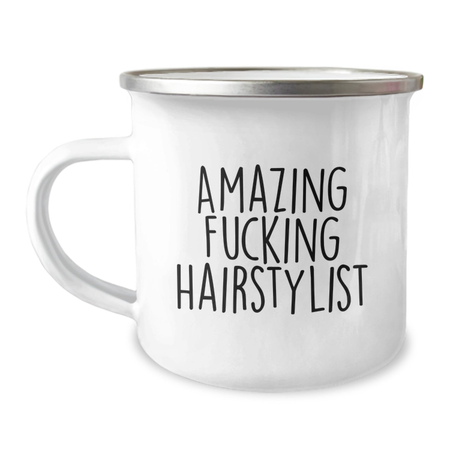 Hairstylist Graduation Gifts from Friends - Funny Camping Mug with 'Amazing F--king Hairstylist' Quote, 12 oz Stainless Steel - Image 1