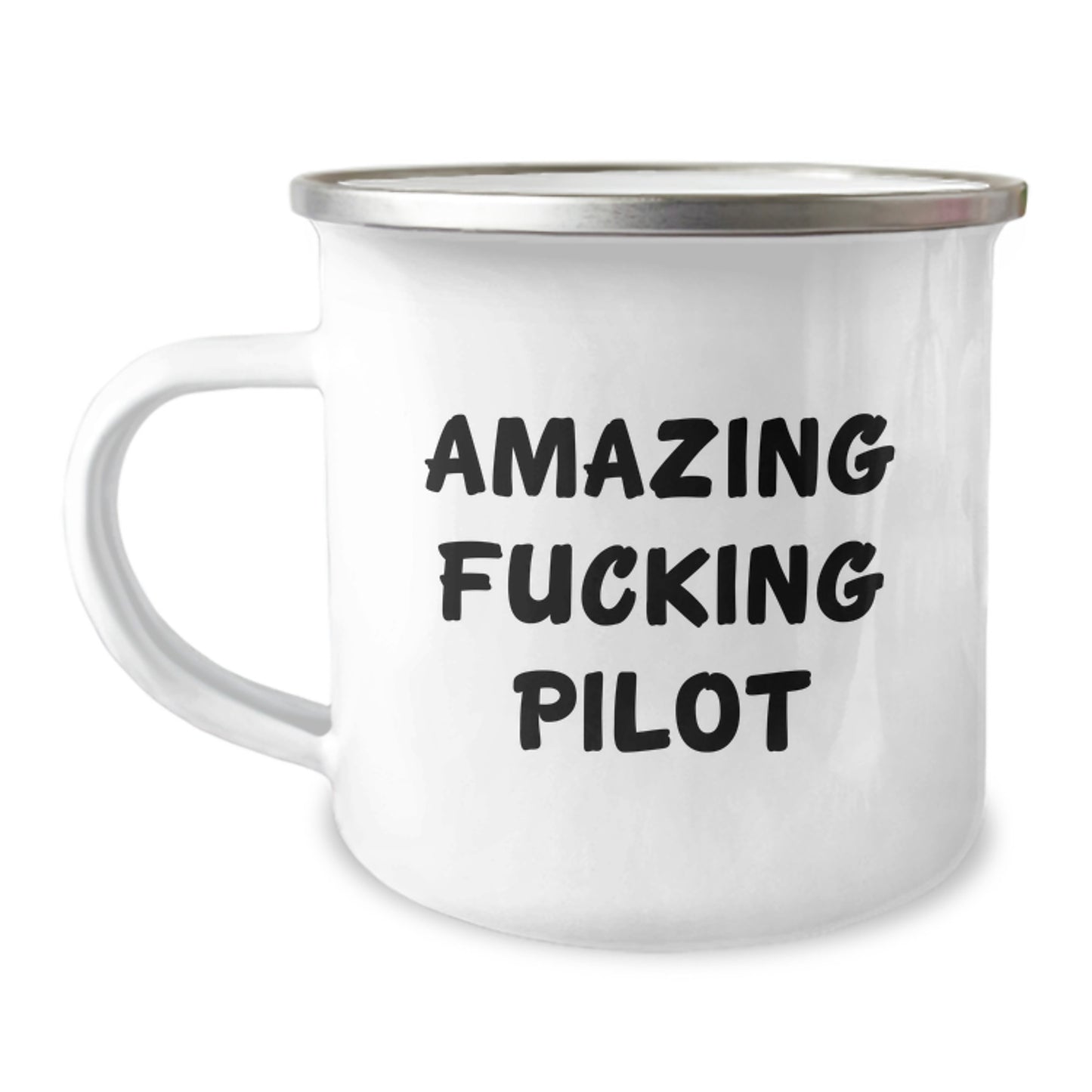 Funny Pilot Gifts from Friends for Graduation - Amazing Camping Mug, 12 oz Stainless Steel with Enamel Finish, Quote 'Amazing F--king Pilot' for Men, Women, or Coworkers - Image 1