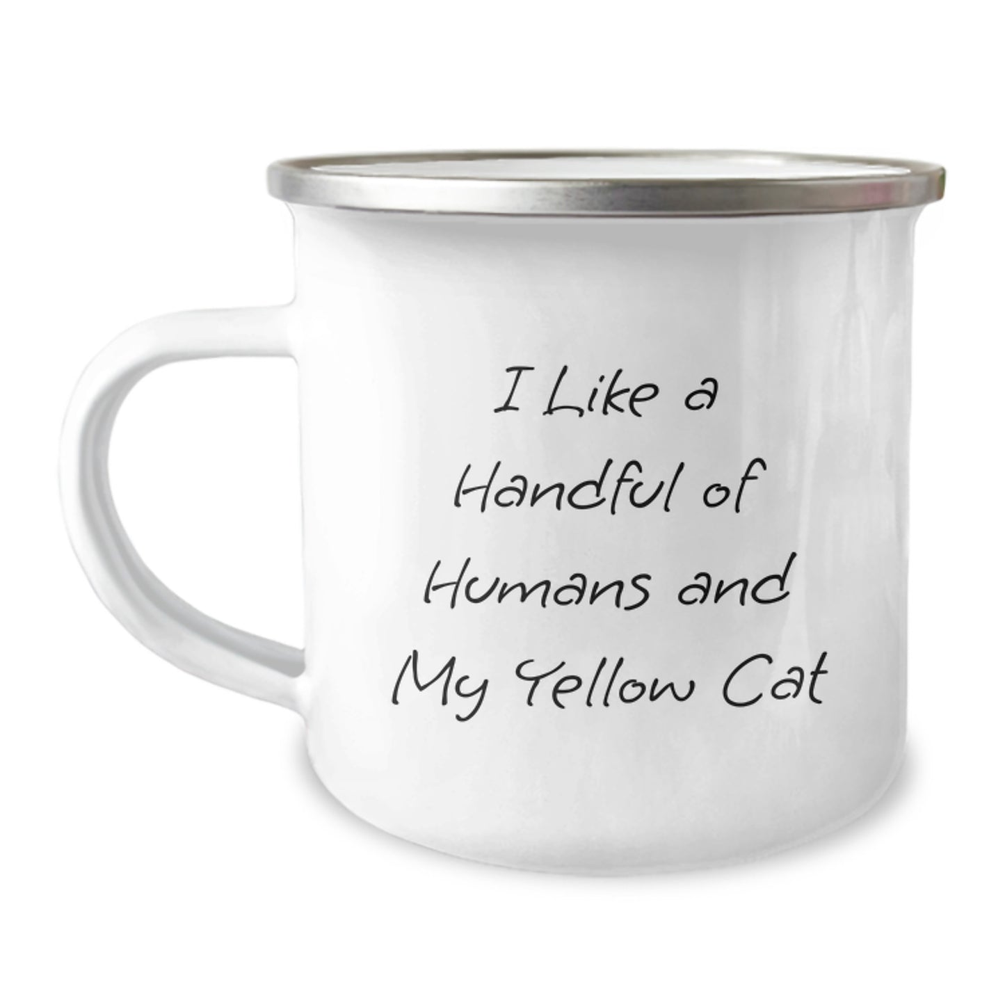 Yellow Cat Lover's Funny Quote Camping Mug, Gifts from Friends for Yellow Cat Enthusiasts, 12 oz Stainless Steel, Perfect Graduation Unique Gifts - Image 1